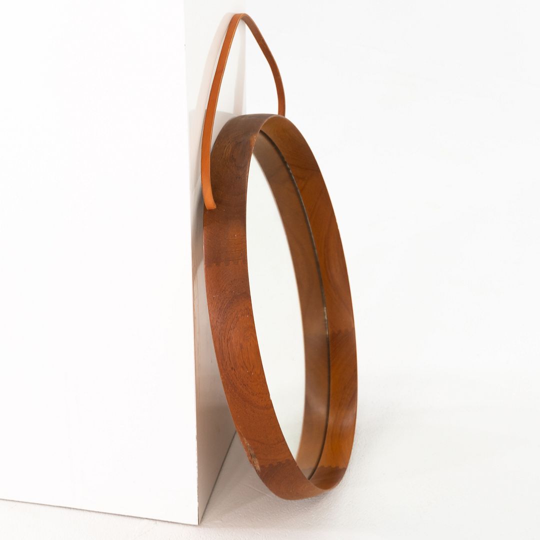 Round Teak Wall Mirror