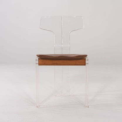Lucite and Oak Side Chair