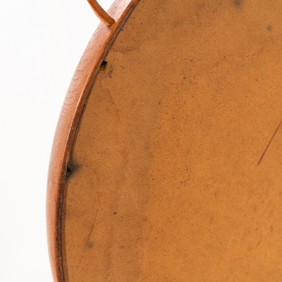 Swedish Teak Mirror with Leather Strap