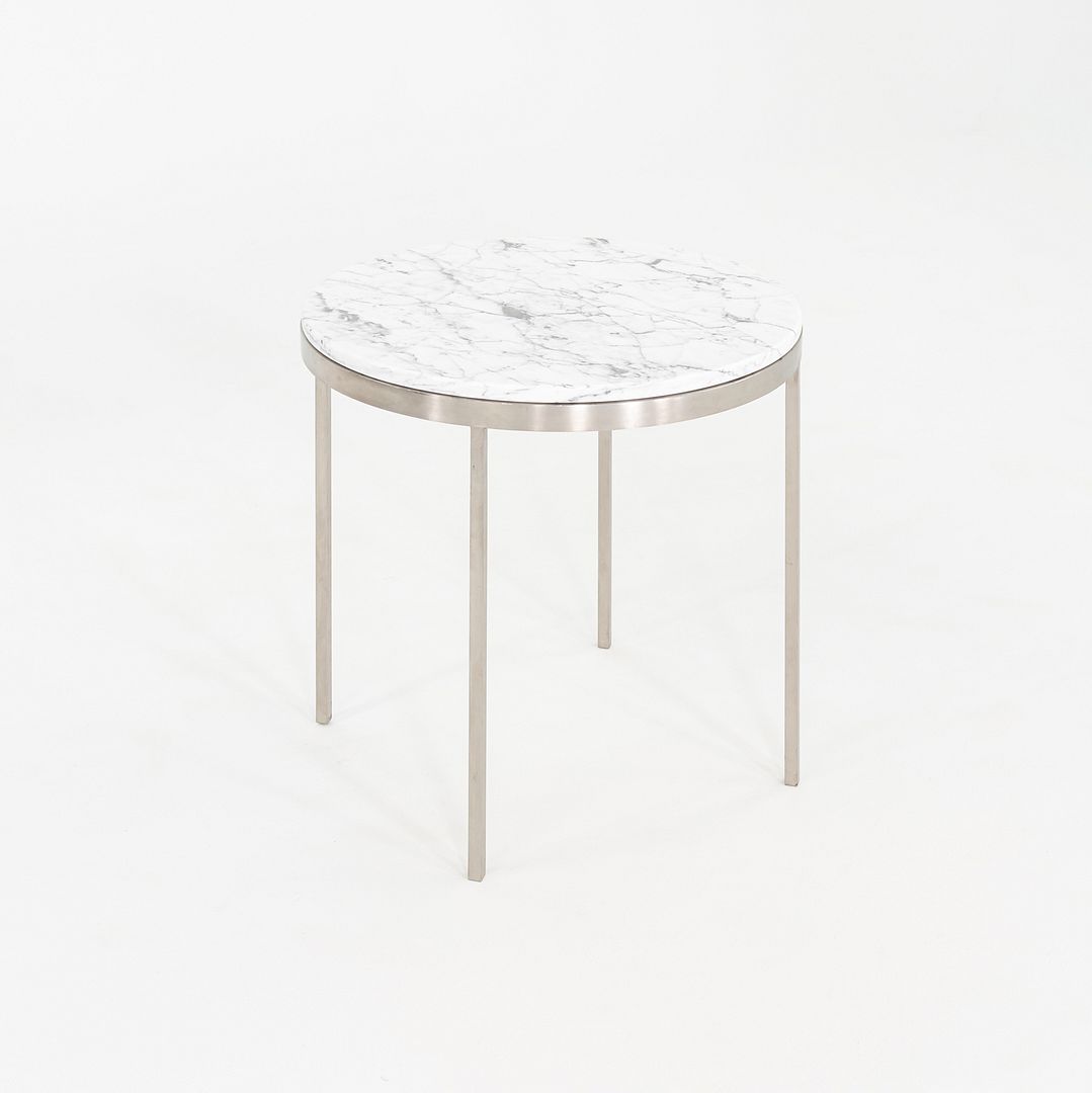 Round Steel and Marble Side Table
