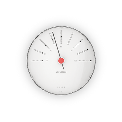 Arne Jacobsen Bankers Hygrometer, White, Ø: 4.7"