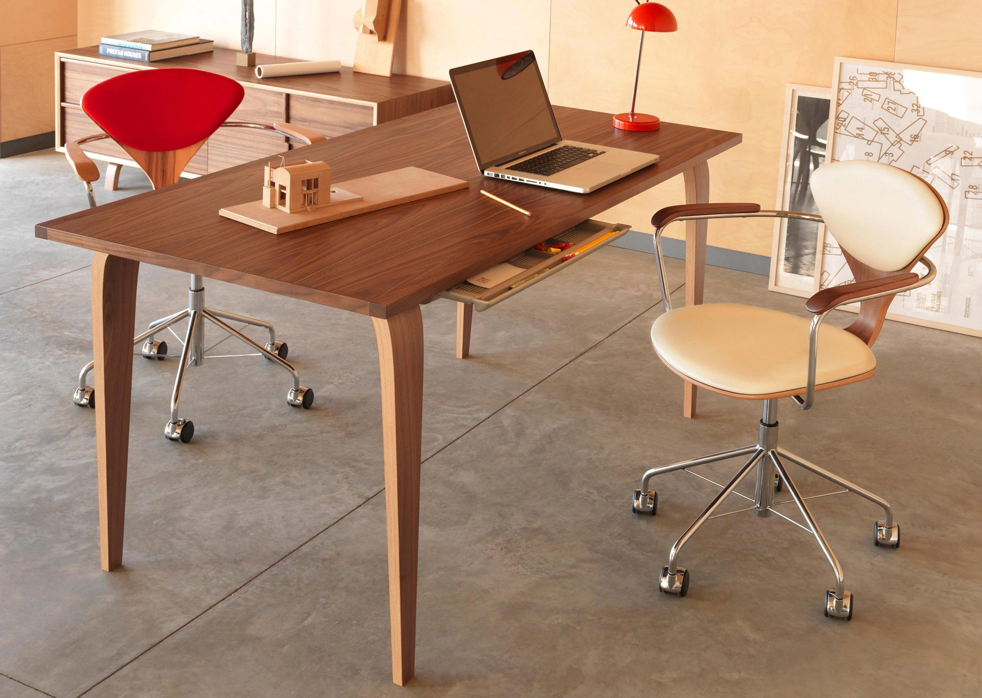 Cherner Swivel Base Armchair with Seat and Back Pads