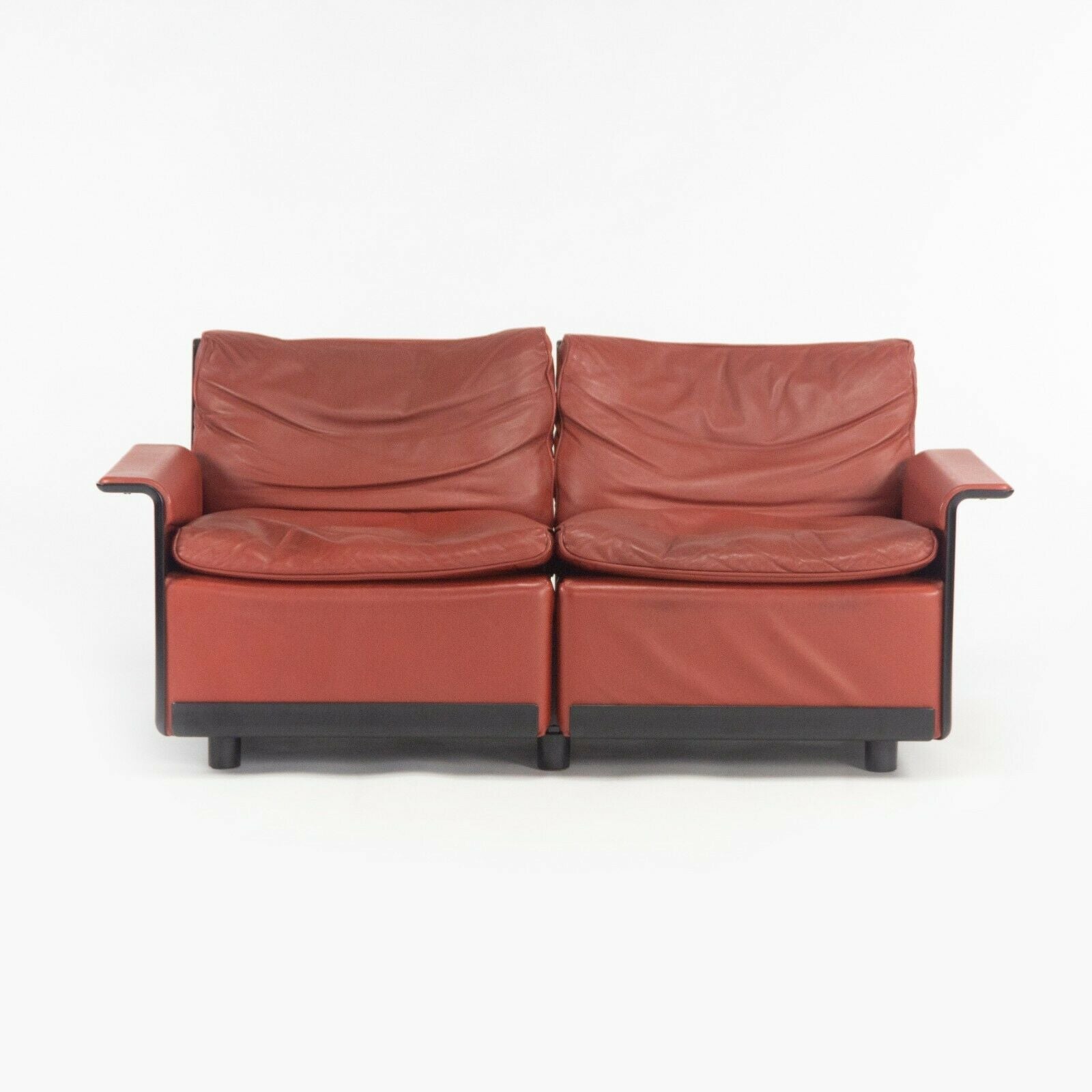 1980s Vintage Dieter Rams for Vitsoe 620 Red Leather and Black Two 