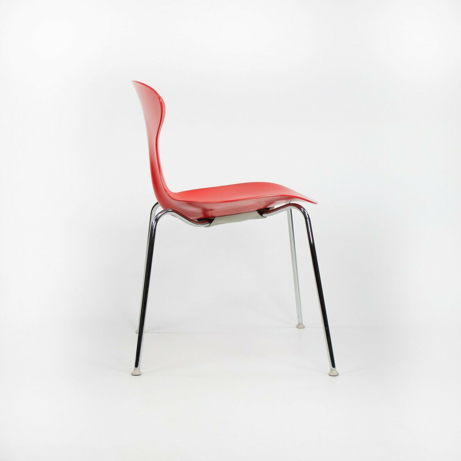 2010s Ross Lovegrove Orbit Chair by Bernhardt Design in Red Plastic Chrome Legs