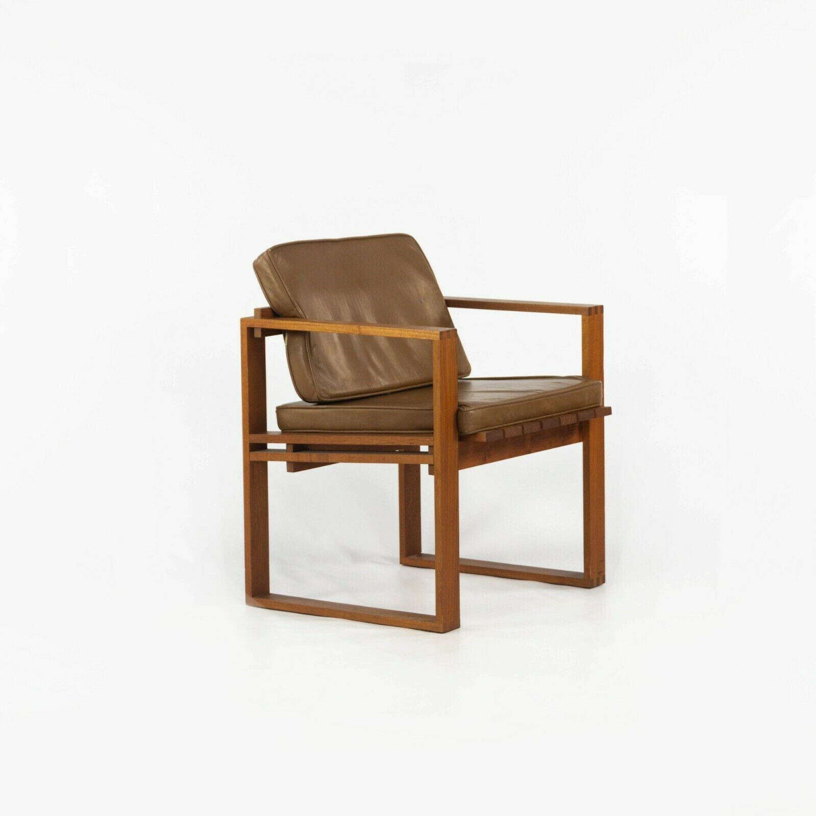 Teak Slat-Seat Armchairs
