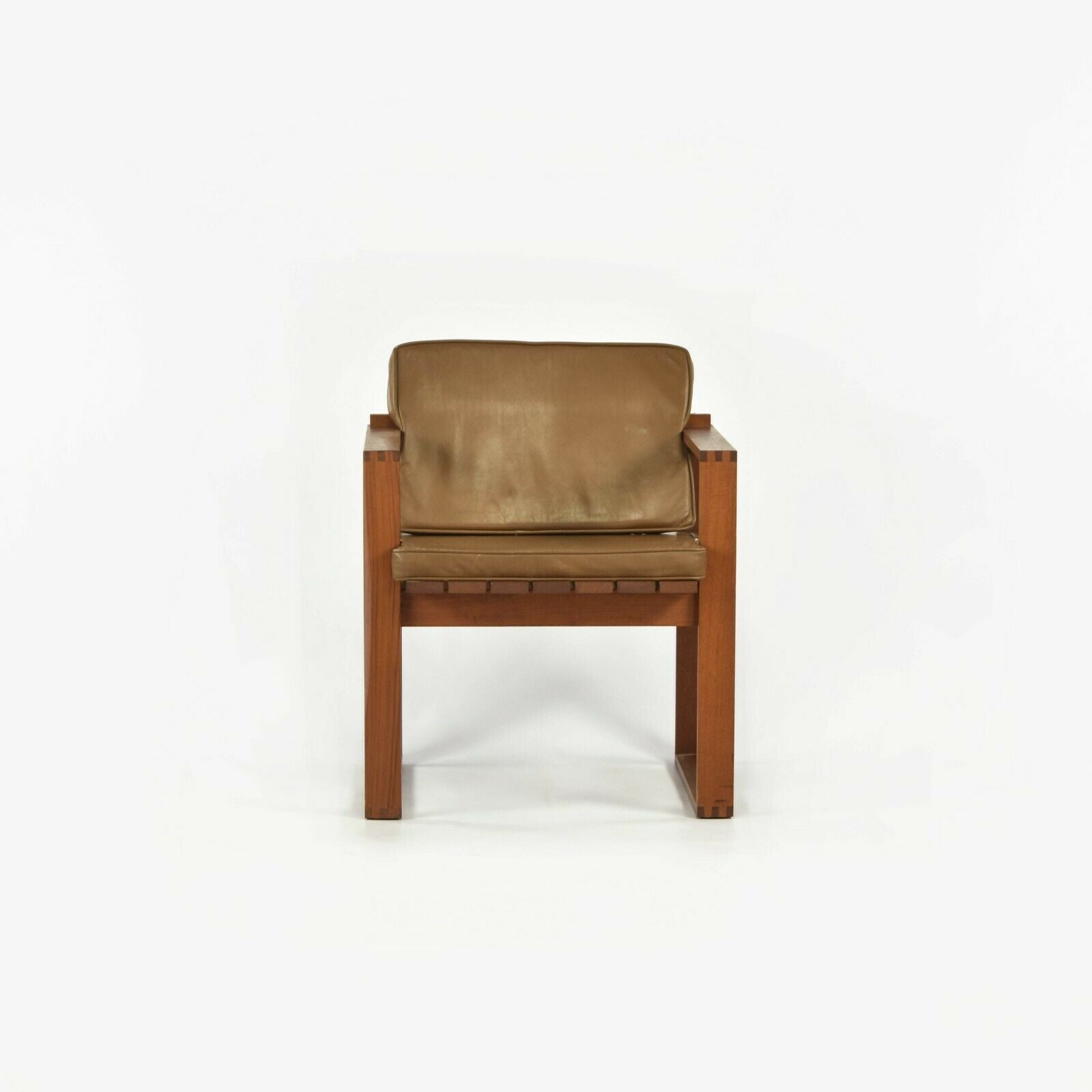 Teak Slat-Seat Armchairs