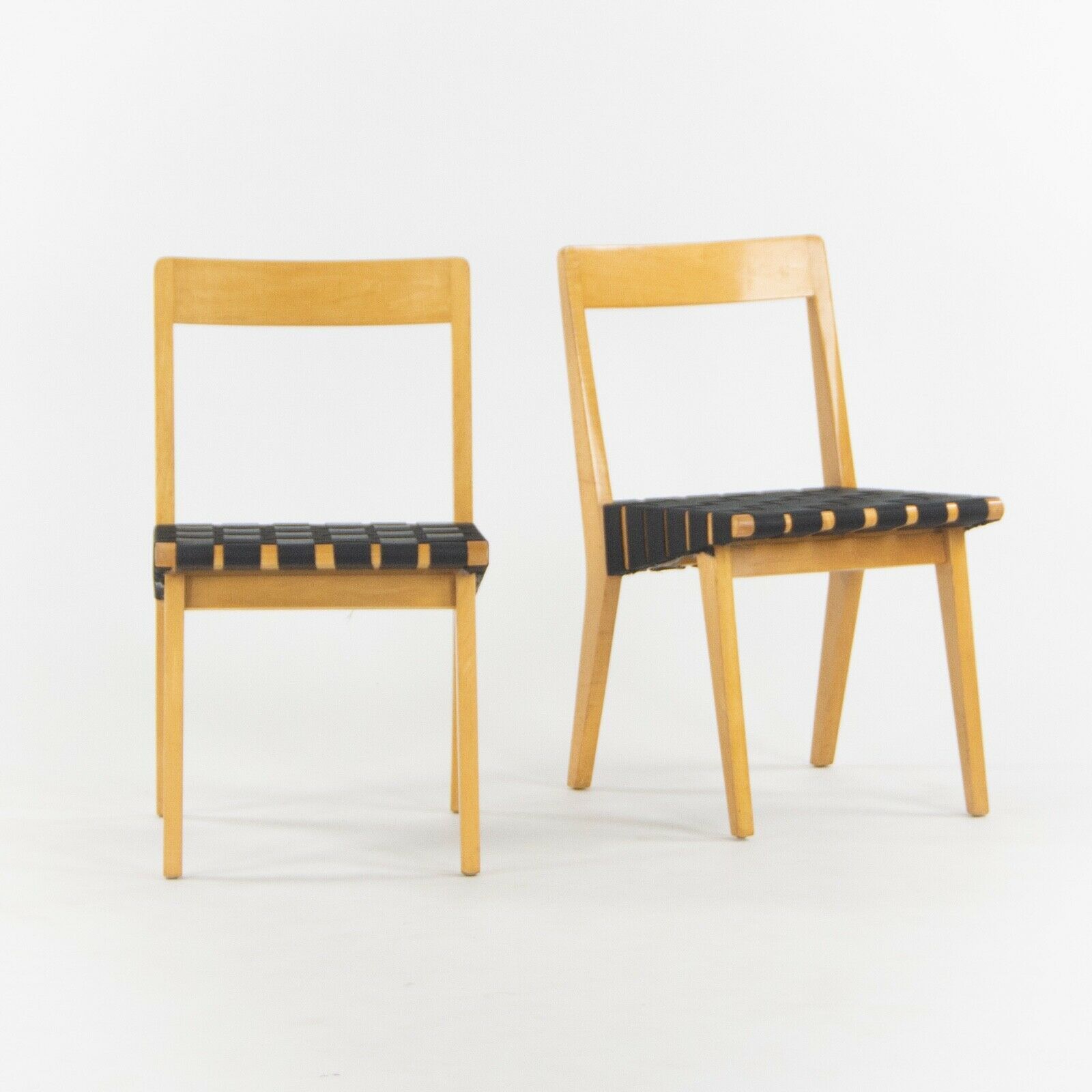 1946 Jen Risom 666 WSP Side Chairs Black Webbing for Knoll