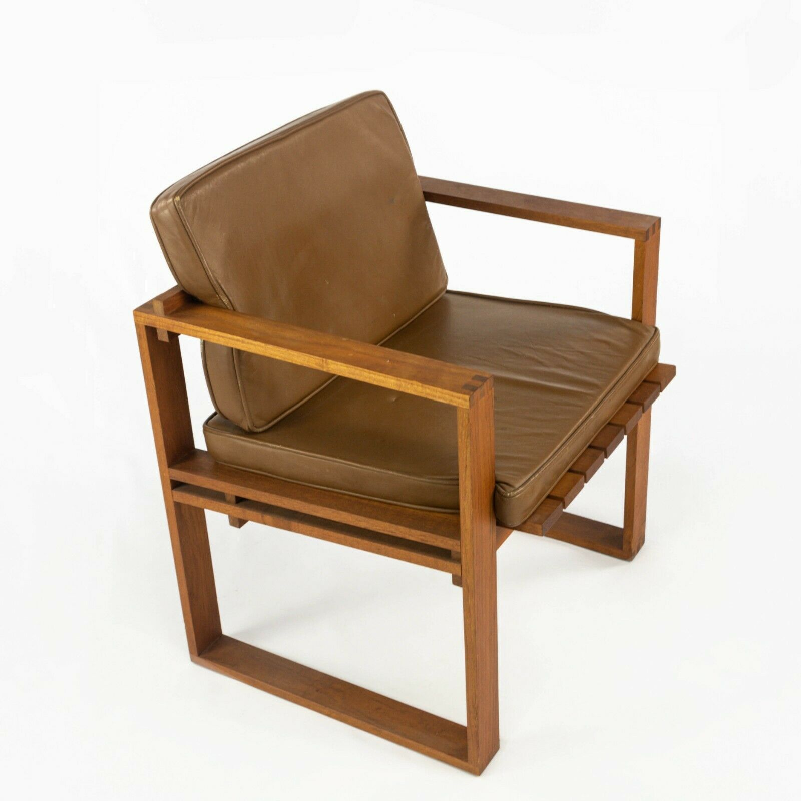Teak Slat-Seat Armchairs