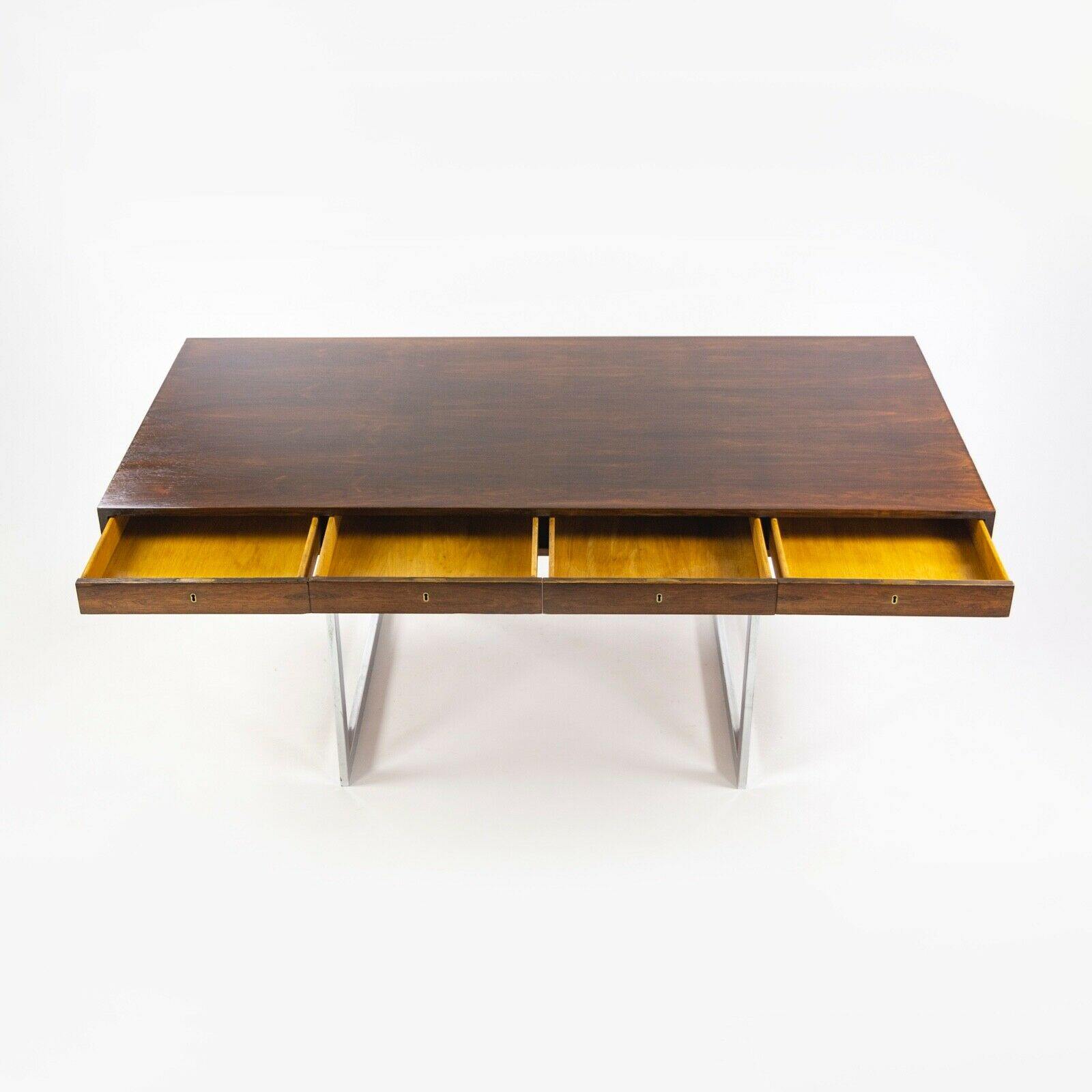 1959 4-Drawer Bodil Kjaer Desk for E. Pedersen and Son Brazilian Rosewood Made in Denmark - Rarify Inc.