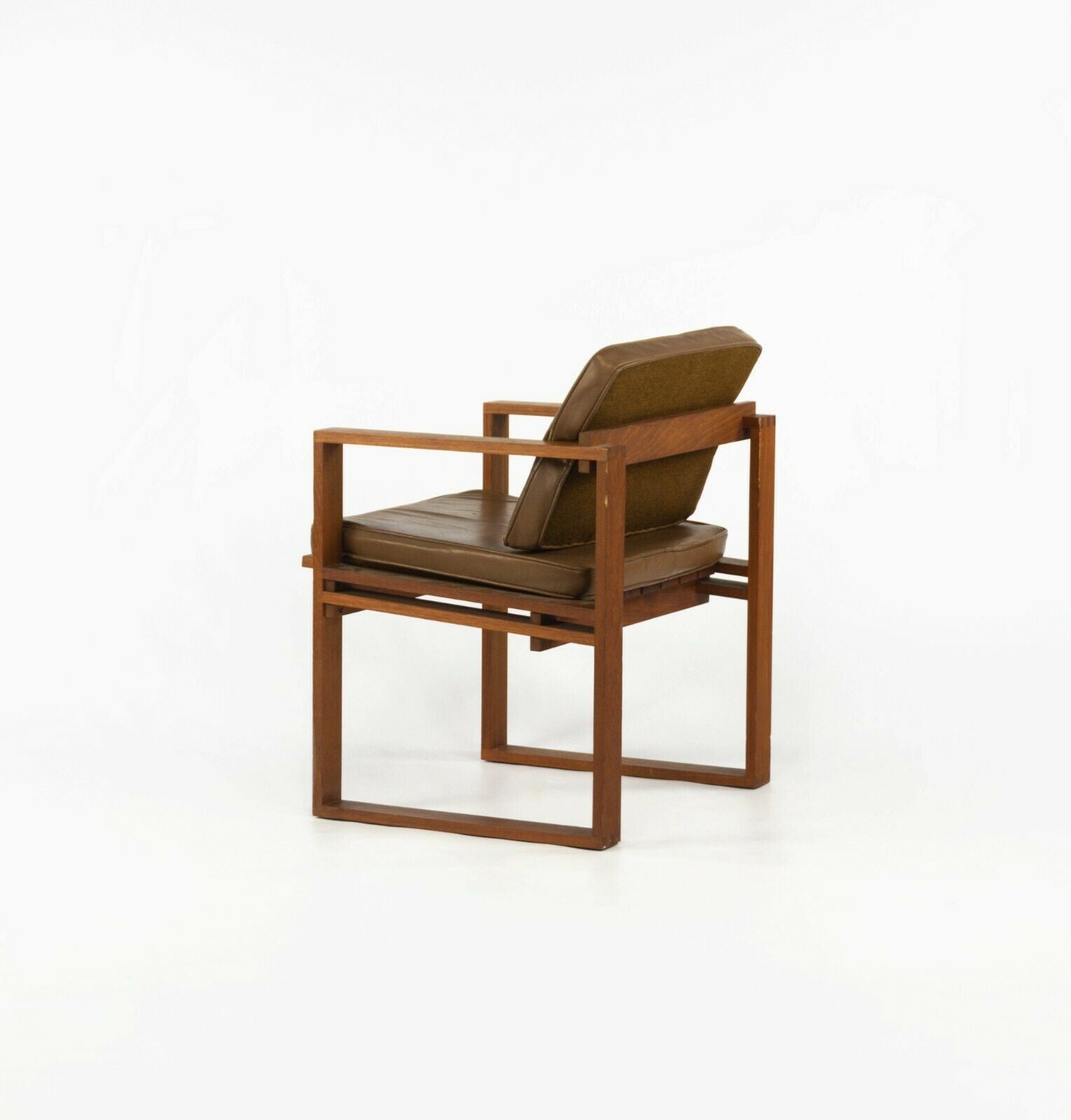 Teak Slat-Seat Armchairs
