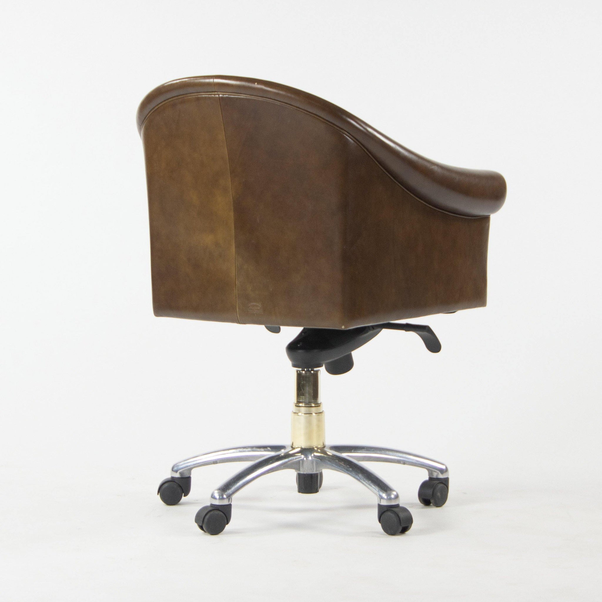 Poltrona Frau Brown Leather Luca Scacchetti Sinan Office Desk Chair Multiples Available - Rarify Inc.