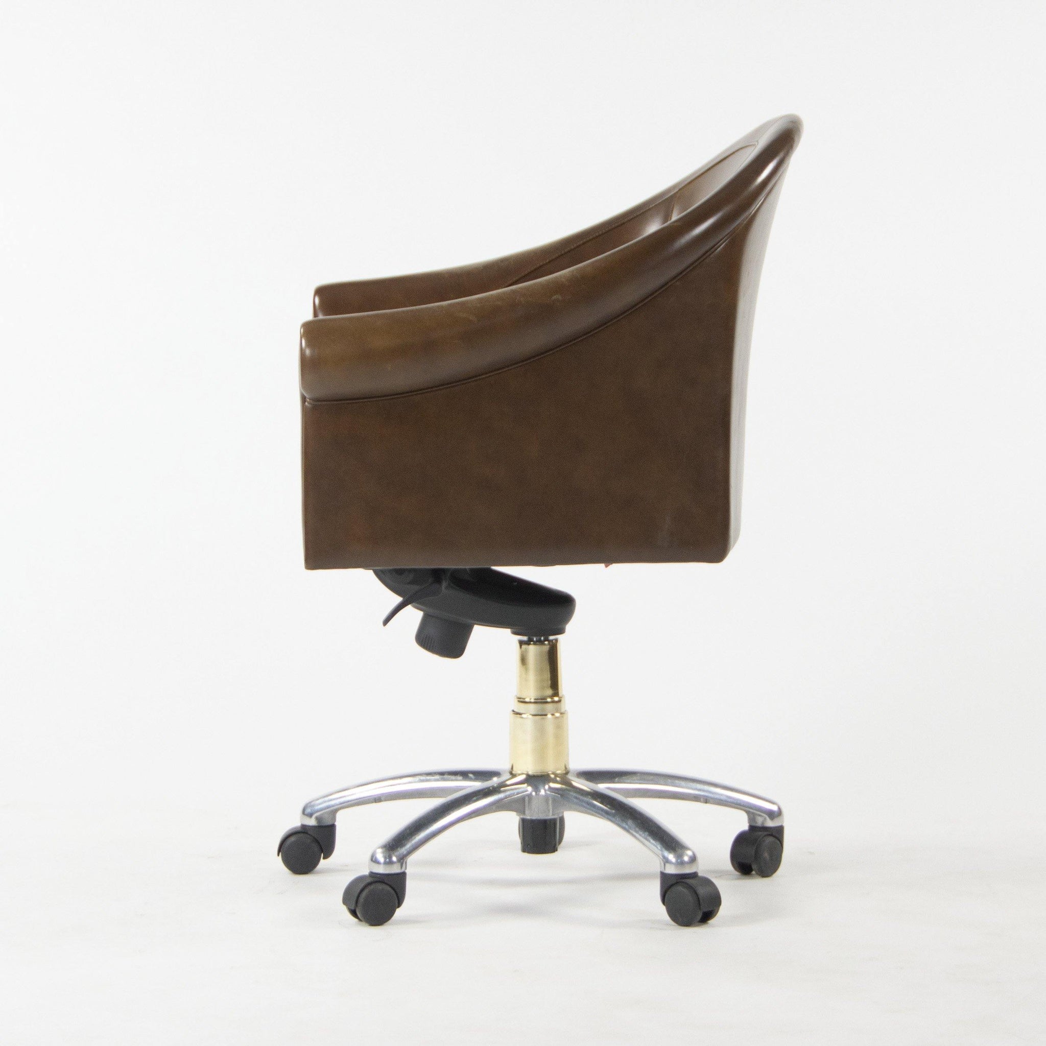 Poltrona Frau Brown Leather Luca Scacchetti Sinan Office Desk Chair Multiples Available - Rarify Inc.
