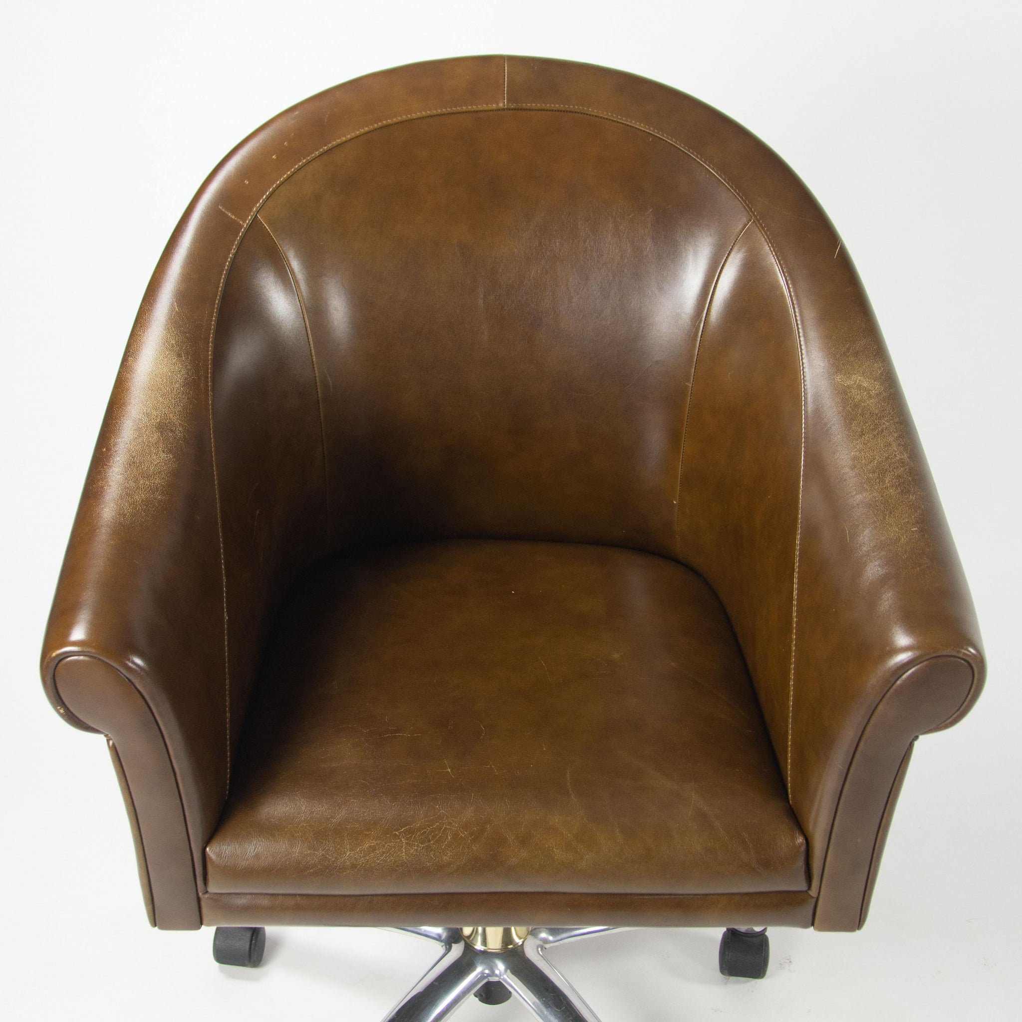 Poltrona Frau Brown Leather Luca Scacchetti Sinan Office Desk Chair Multiples Available - Rarify Inc.