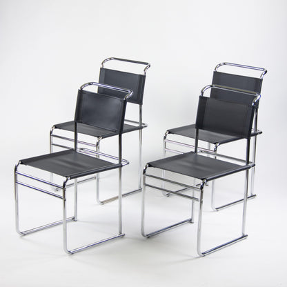 Marcel Breuer B5 Dining Chairs Chrome Leather Bauhaus Tecta Thonet Set of Four - Rarify Inc.