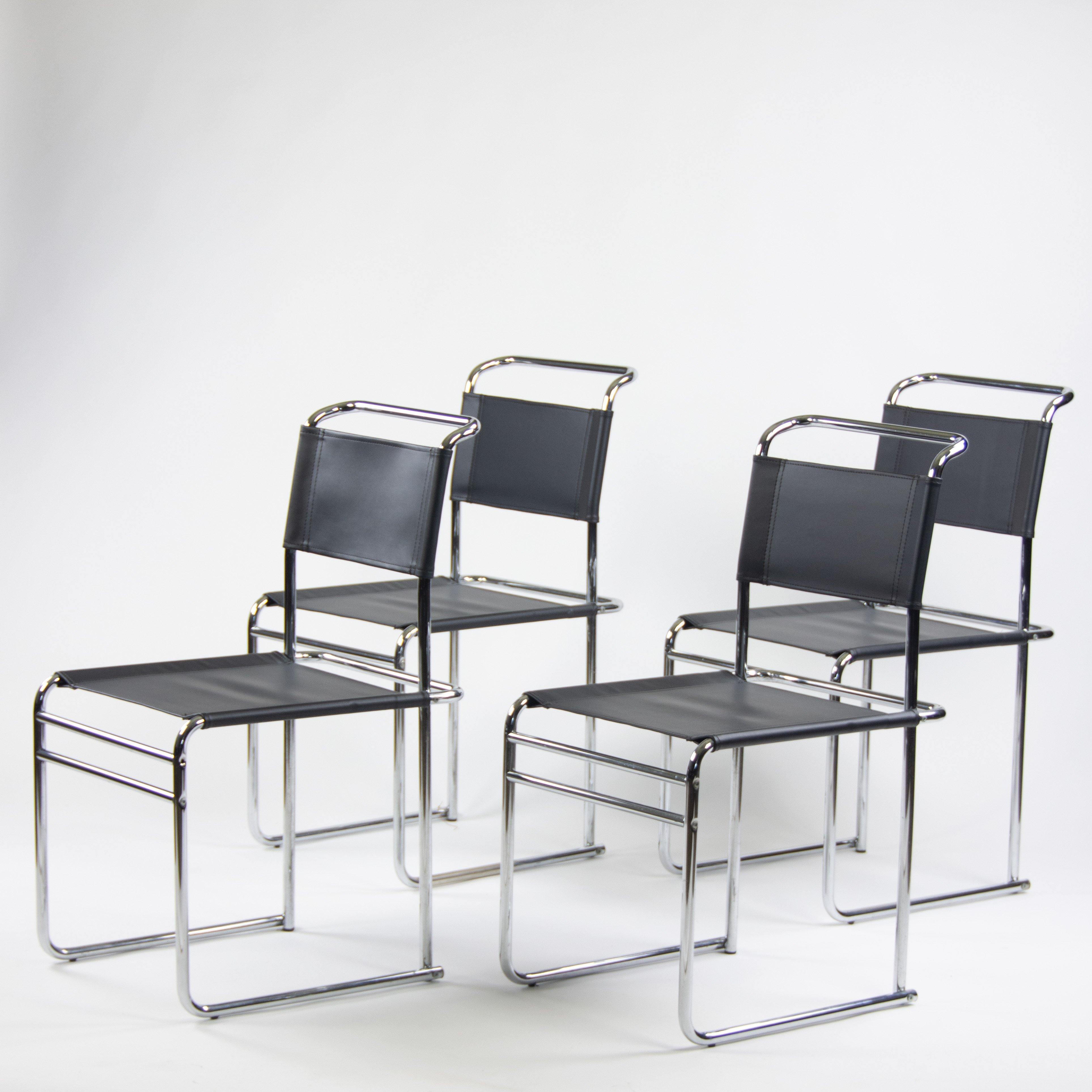 Marcel Breuer B5 Dining Chairs Chrome Leather Bauhaus Tecta Thonet Set of Four - Rarify Inc.