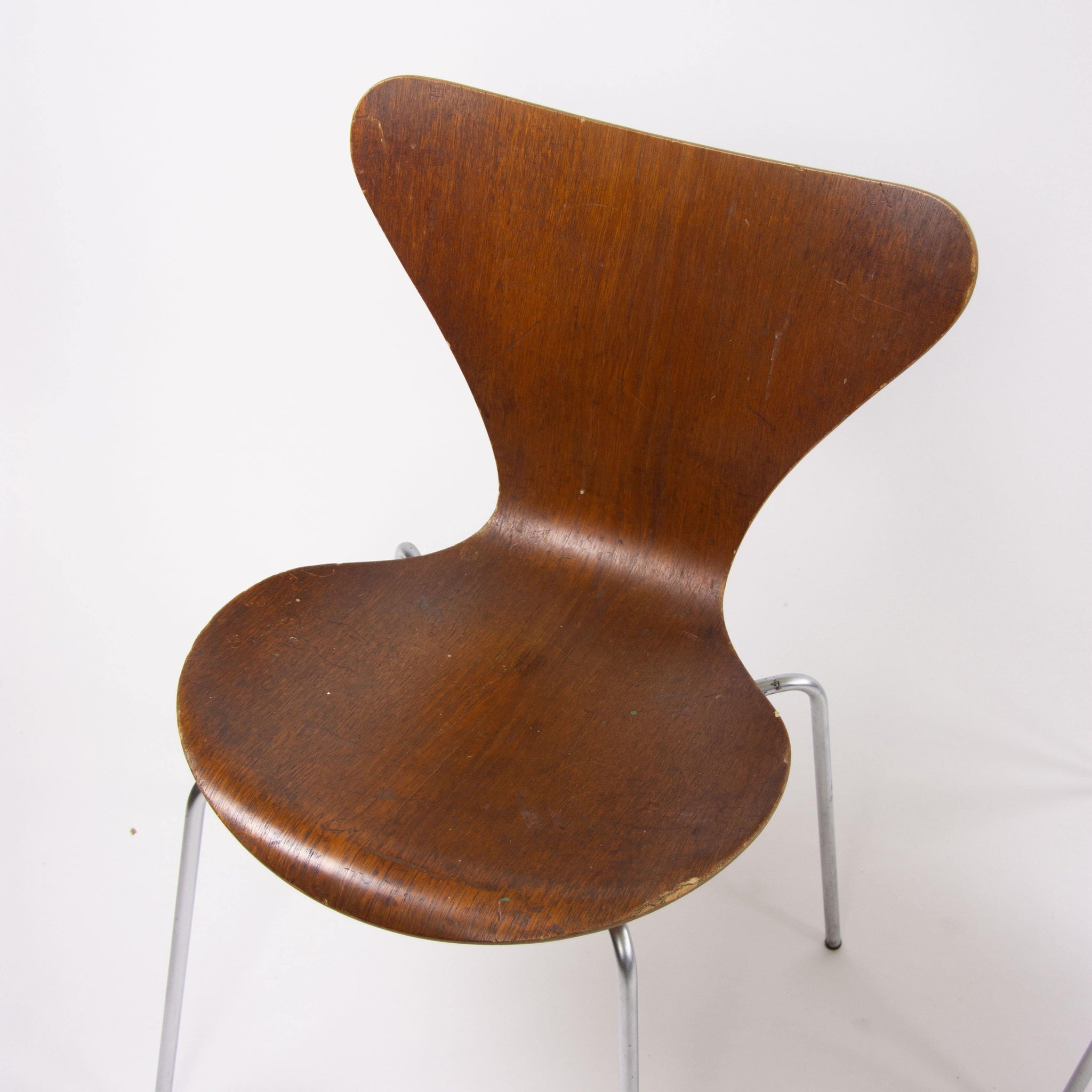 1960's Vintage Fritz Hansen Set of Four Teak Arne Jacobsen Series 7 Dining Chairs Stackable - Rarify Inc.
