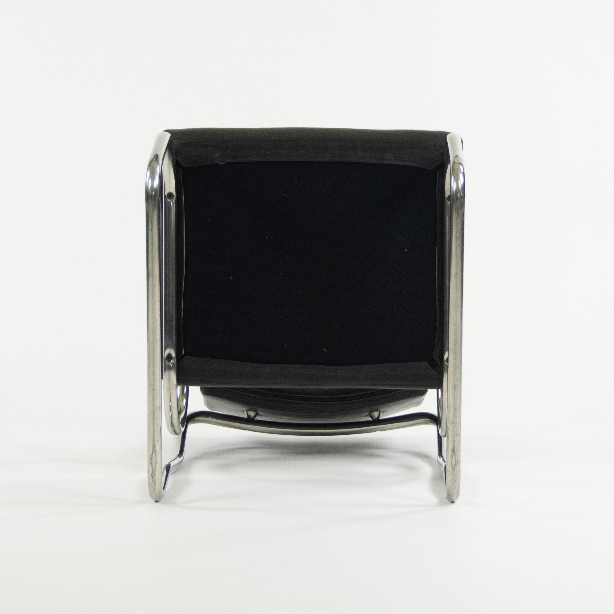 1990s Pair of Sant'elia Arm Chairs by Giuseppe Terragni for Zanotta Leather and Stainless - Rarify Inc.