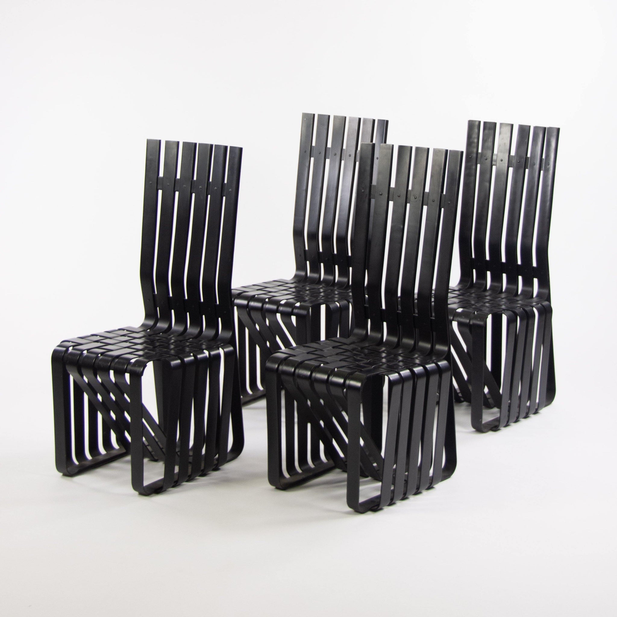 1990s Set of Four Frank Gehry for Knoll High Sticking Dining Side Chairs Maple - Rarify Inc.