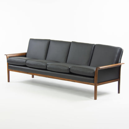 1960's Hans Olsen Rosewood Sofa for Vatne Mobler Norway New Black Upholstery - Rarify Inc.