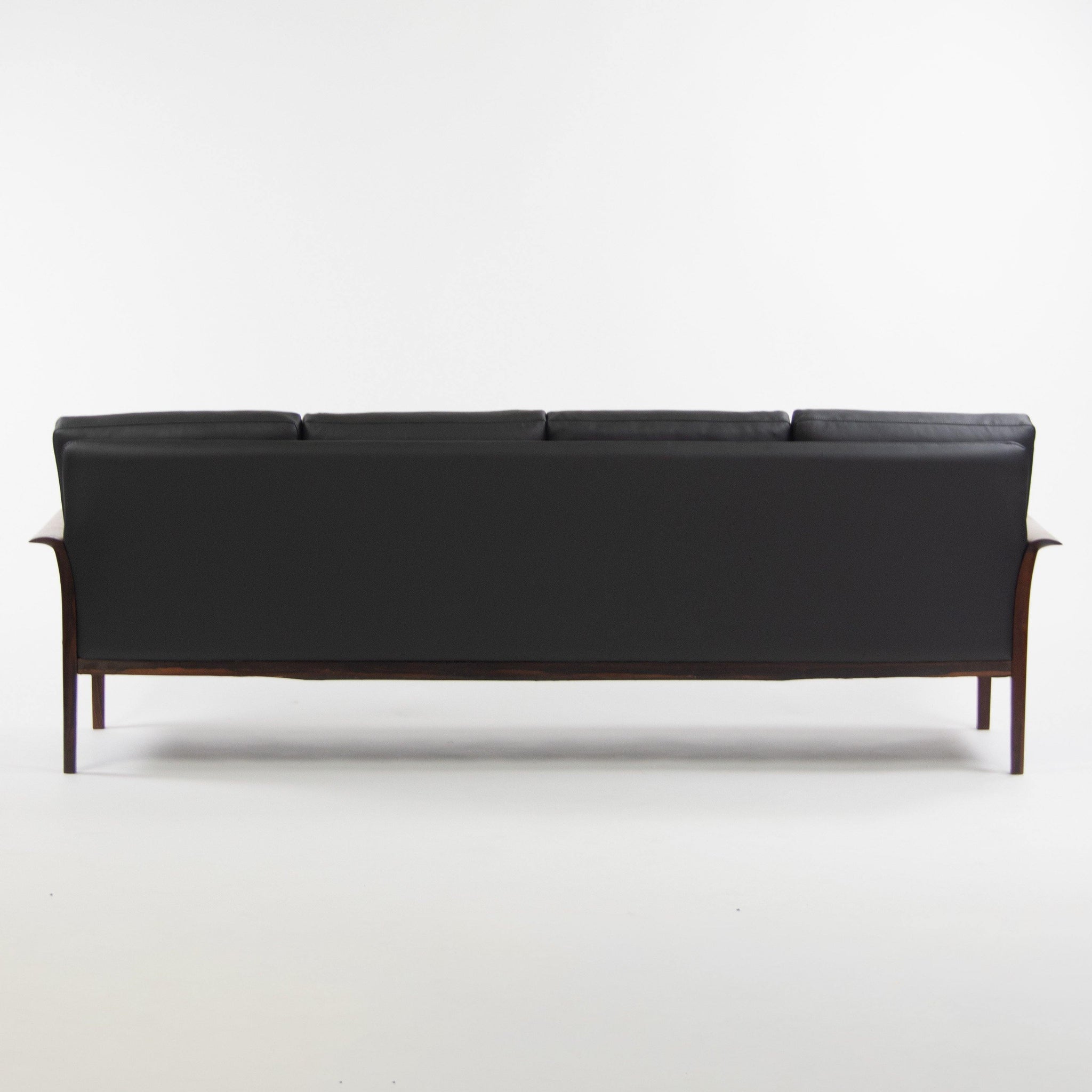 1960's Hans Olsen Rosewood Sofa for Vatne Mobler Norway New Black Upholstery - Rarify Inc.
