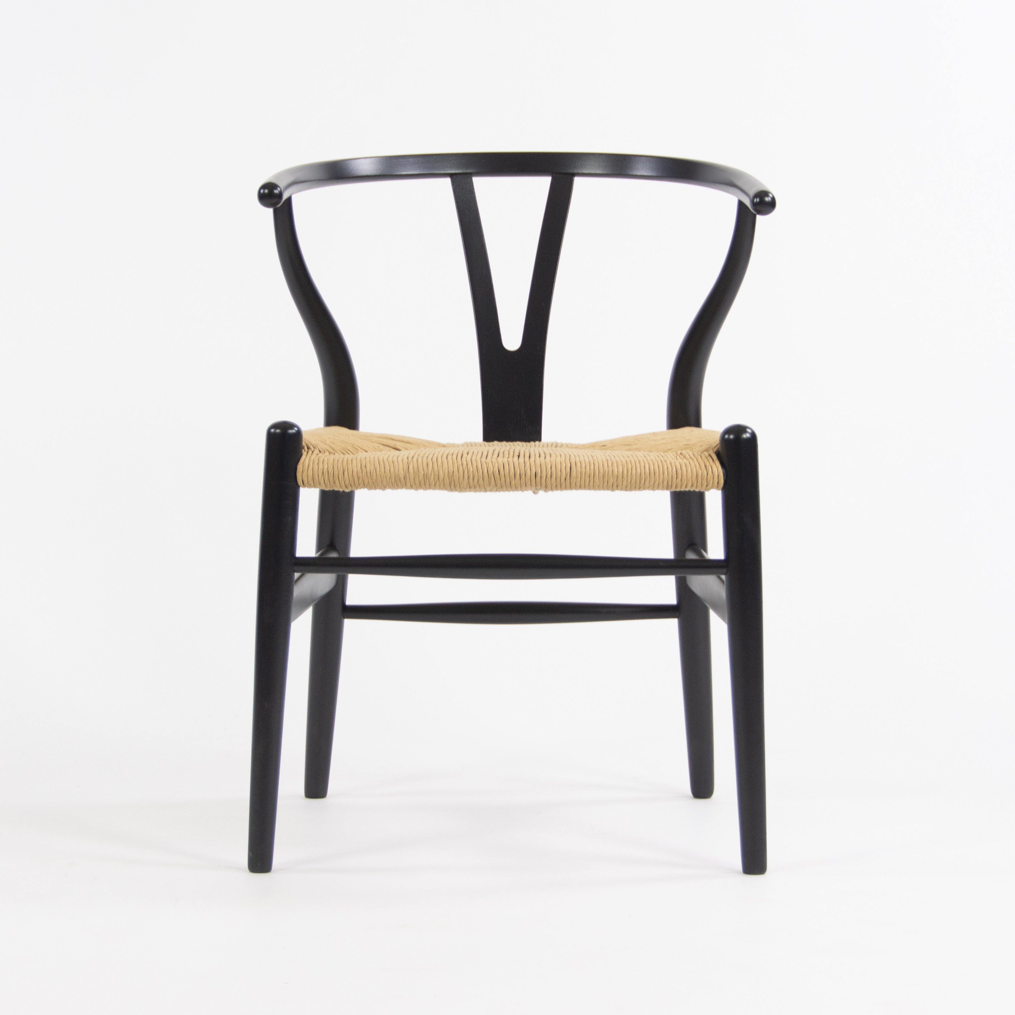 Hans Wegner Carl Hansen Denmark Wishbone Dining Chairs Black Set of Eight Vintage Examples - Rarify Inc.