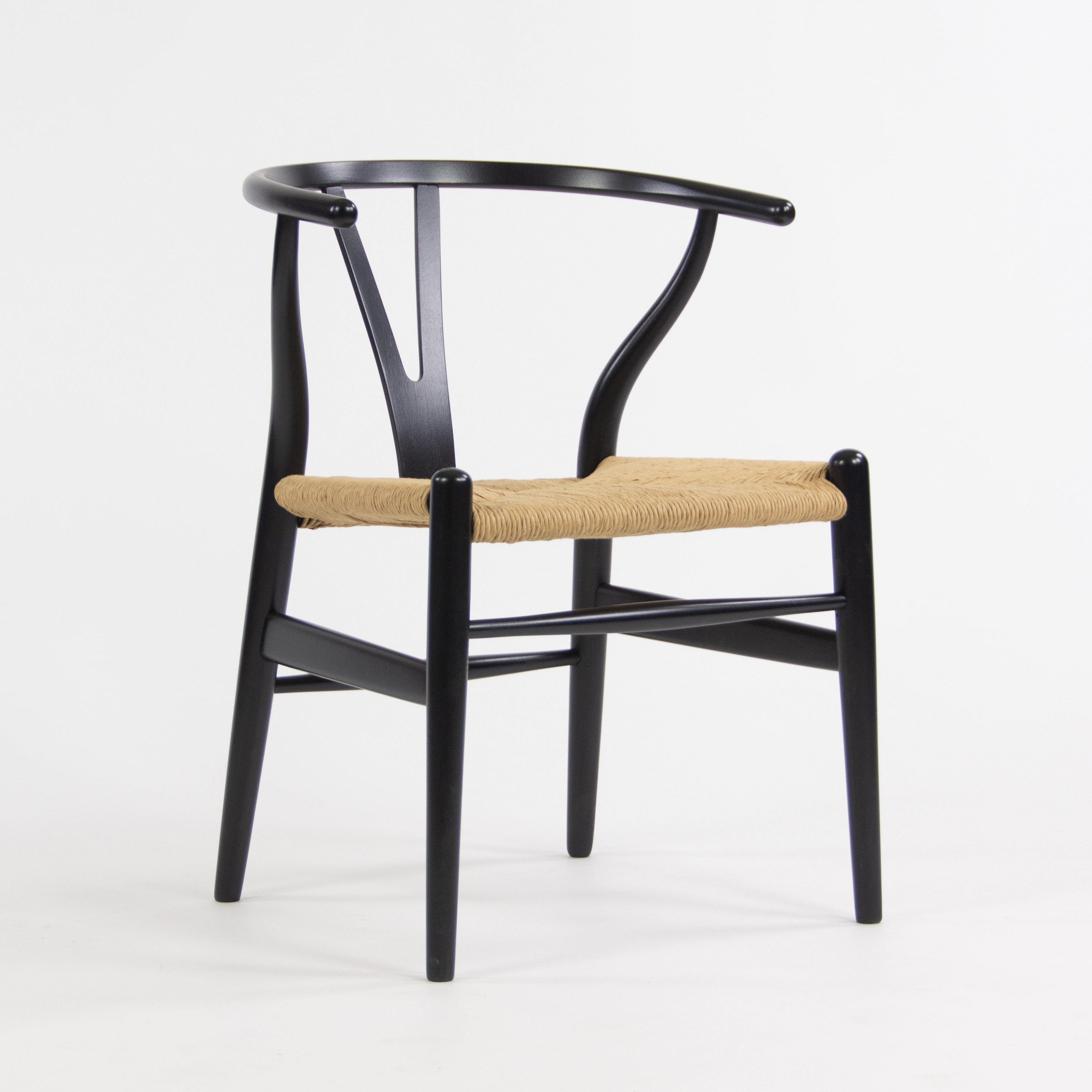 Hans Wegner Carl Hansen Denmark Wishbone Dining Chairs Black Set of Eight Vintage Examples - Rarify Inc.