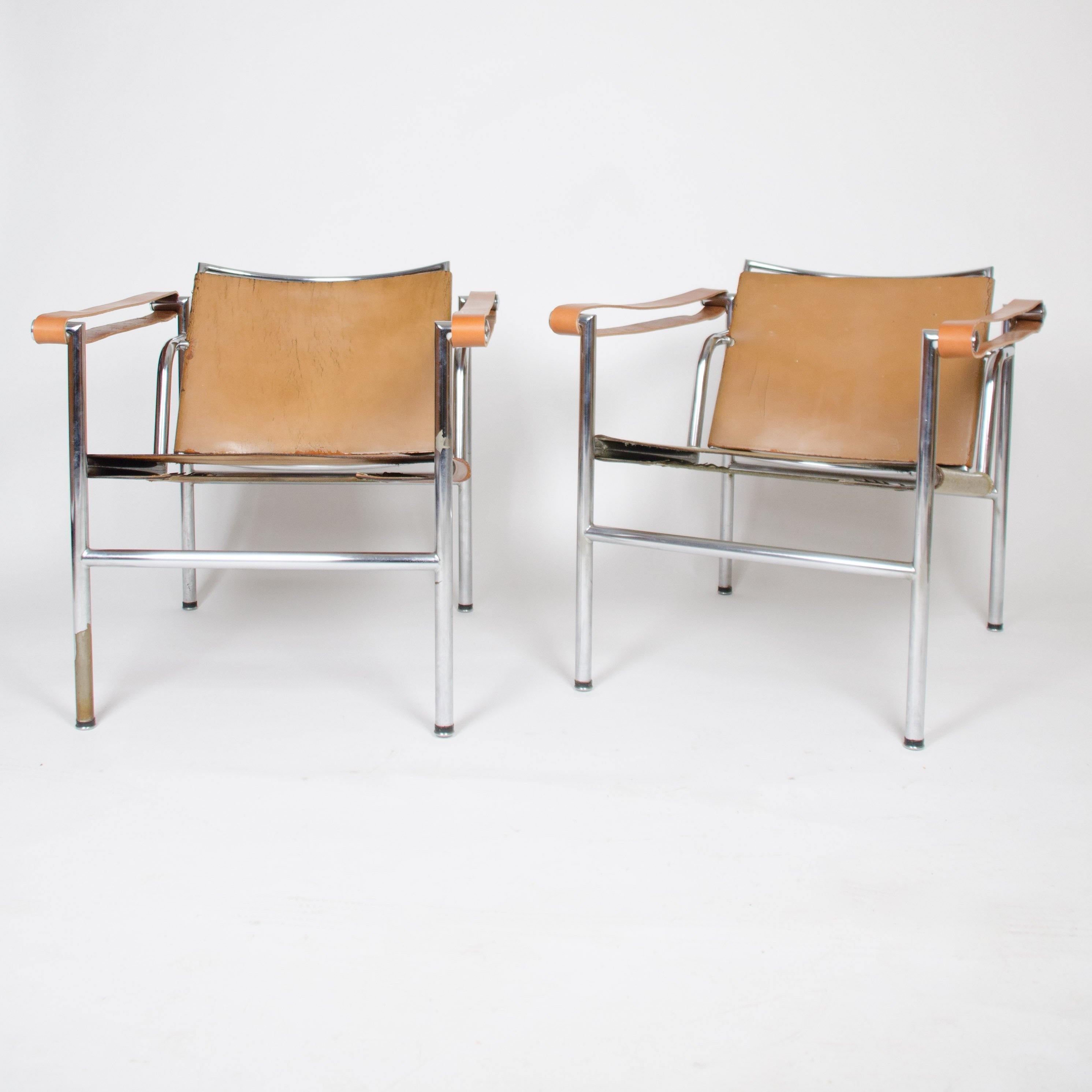 1950's Authentic Le Corbusier Marked STENDIG LC1 Basculant Chairs Thonet Cassina - Rarify Inc.