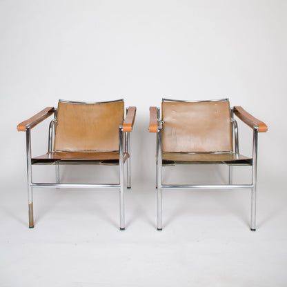 1950's Authentic Le Corbusier Marked STENDIG LC1 Basculant Chairs Thonet Cassina - Rarify Inc.