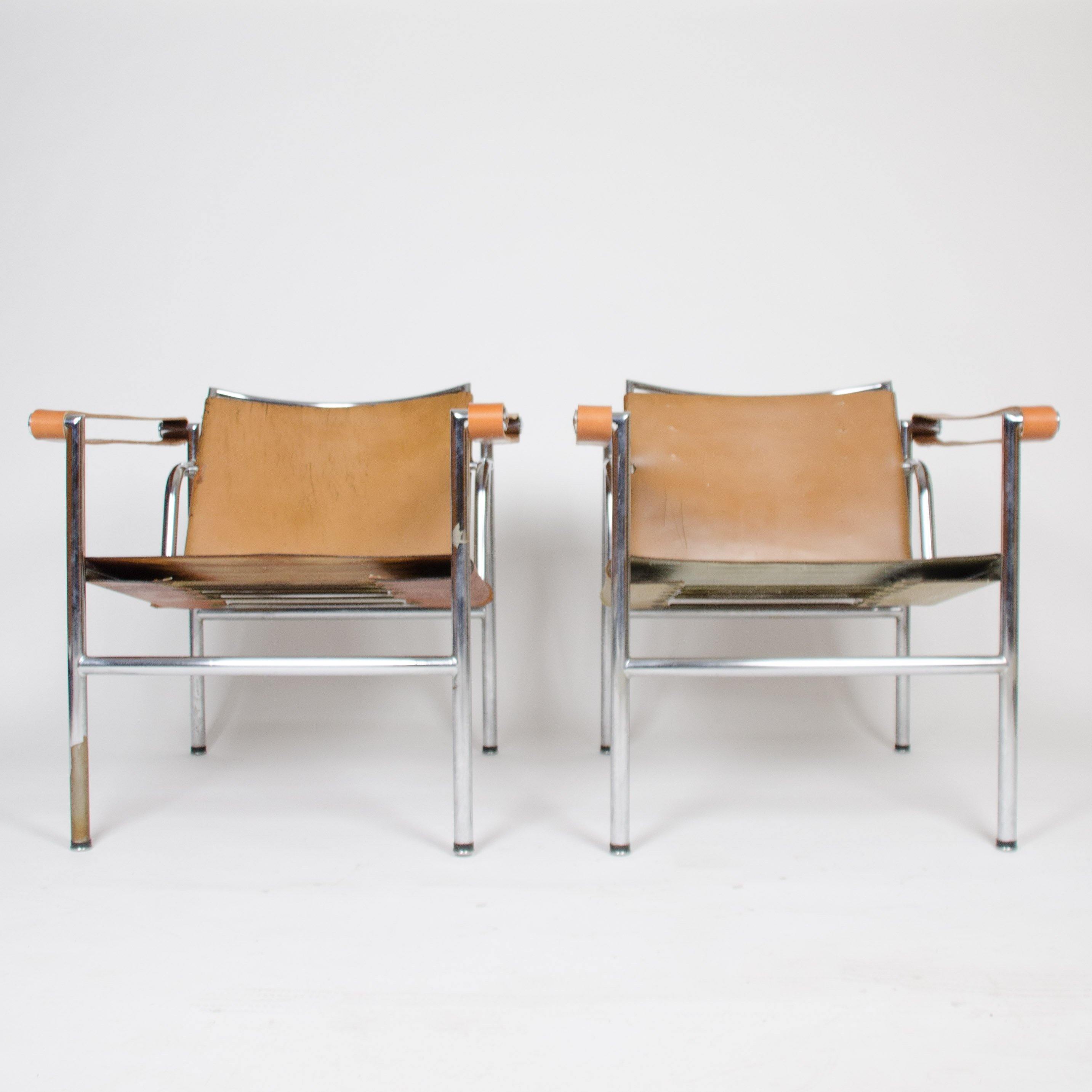 1950's Authentic Le Corbusier Marked STENDIG LC1 Basculant Chairs Thonet Cassina - Rarify Inc.