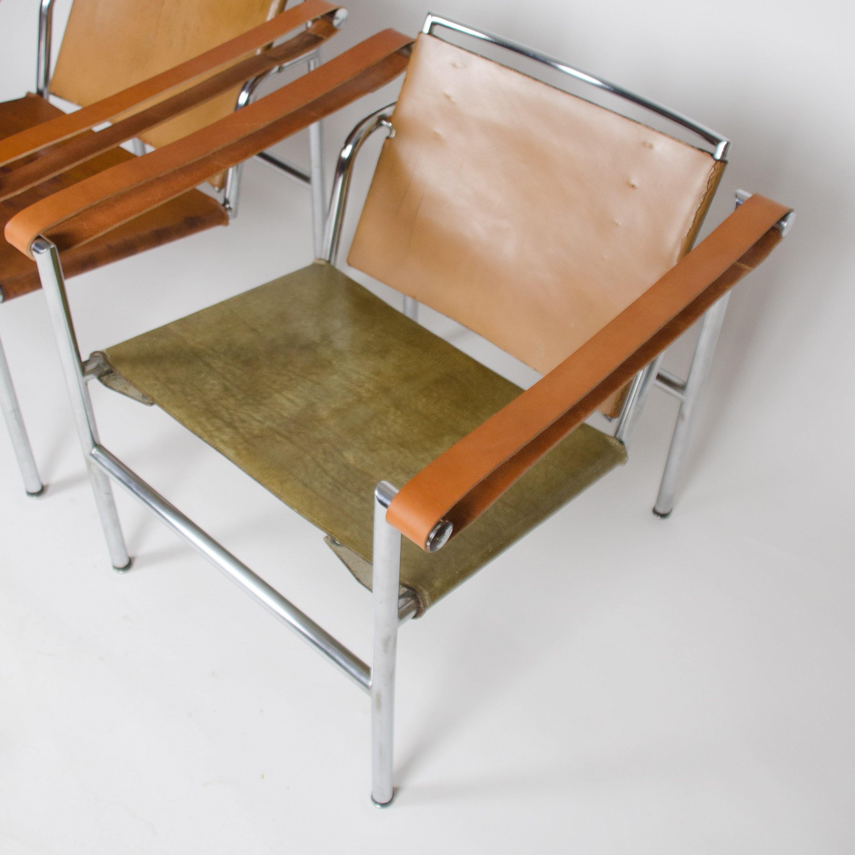 1950's Authentic Le Corbusier Marked STENDIG LC1 Basculant Chairs Thonet Cassina - Rarify Inc.