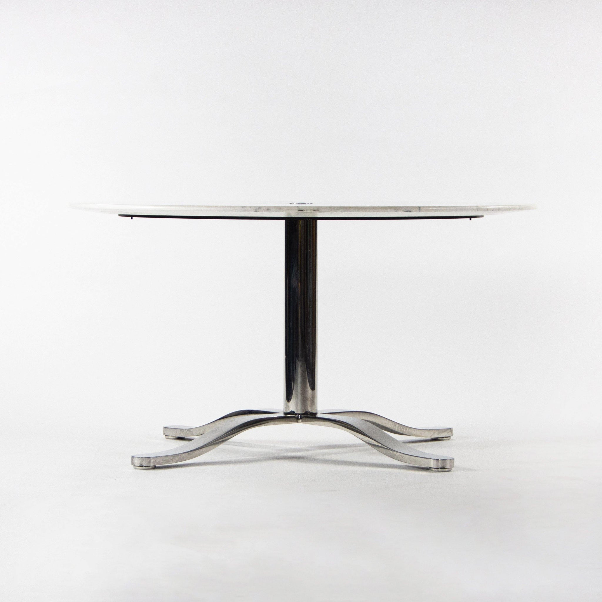 Nicos Zographos White Marble Stainless Alpha Dining Conference Table - Rarify Inc.