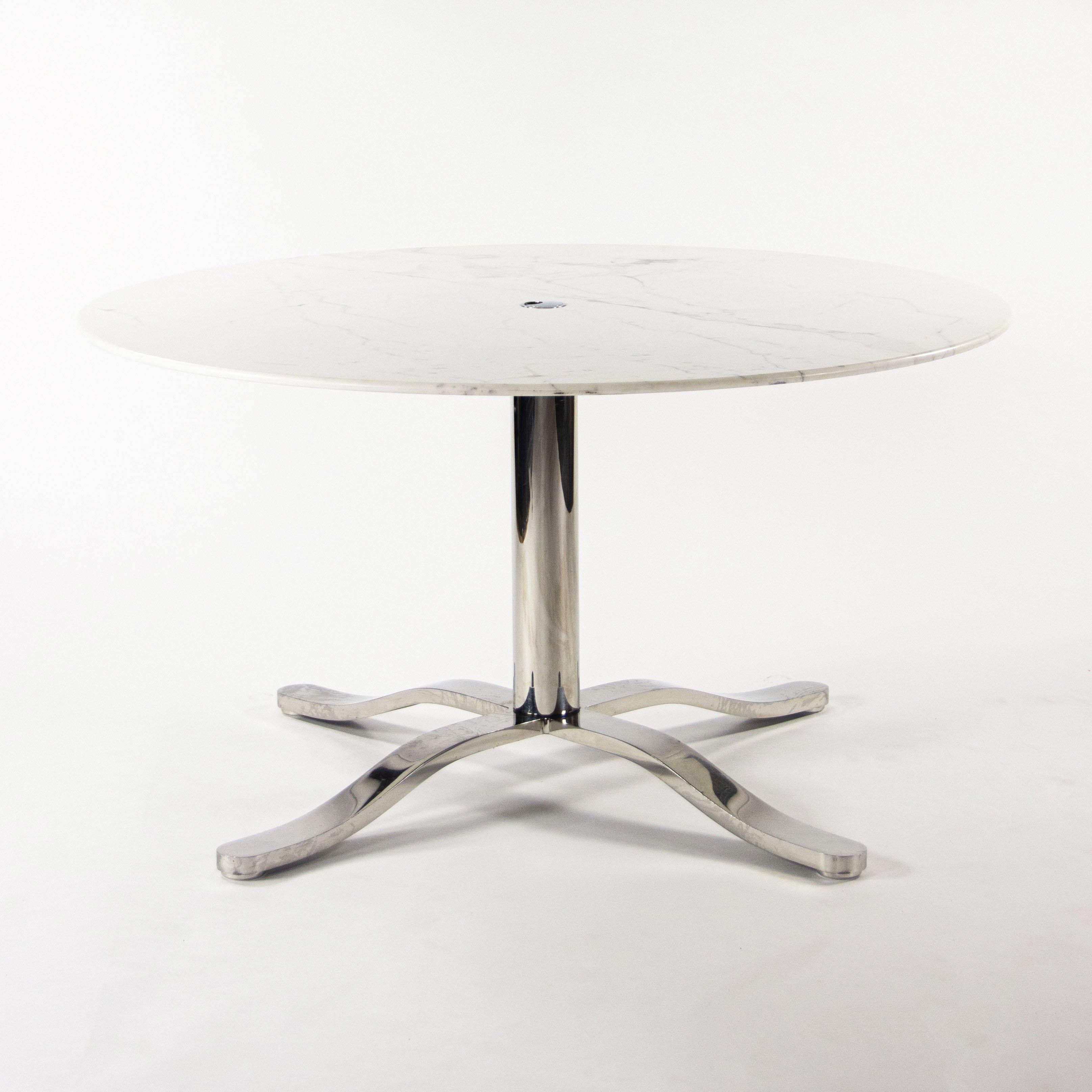 Nicos Zographos White Marble Stainless Alpha Dining Conference Table - Rarify Inc.