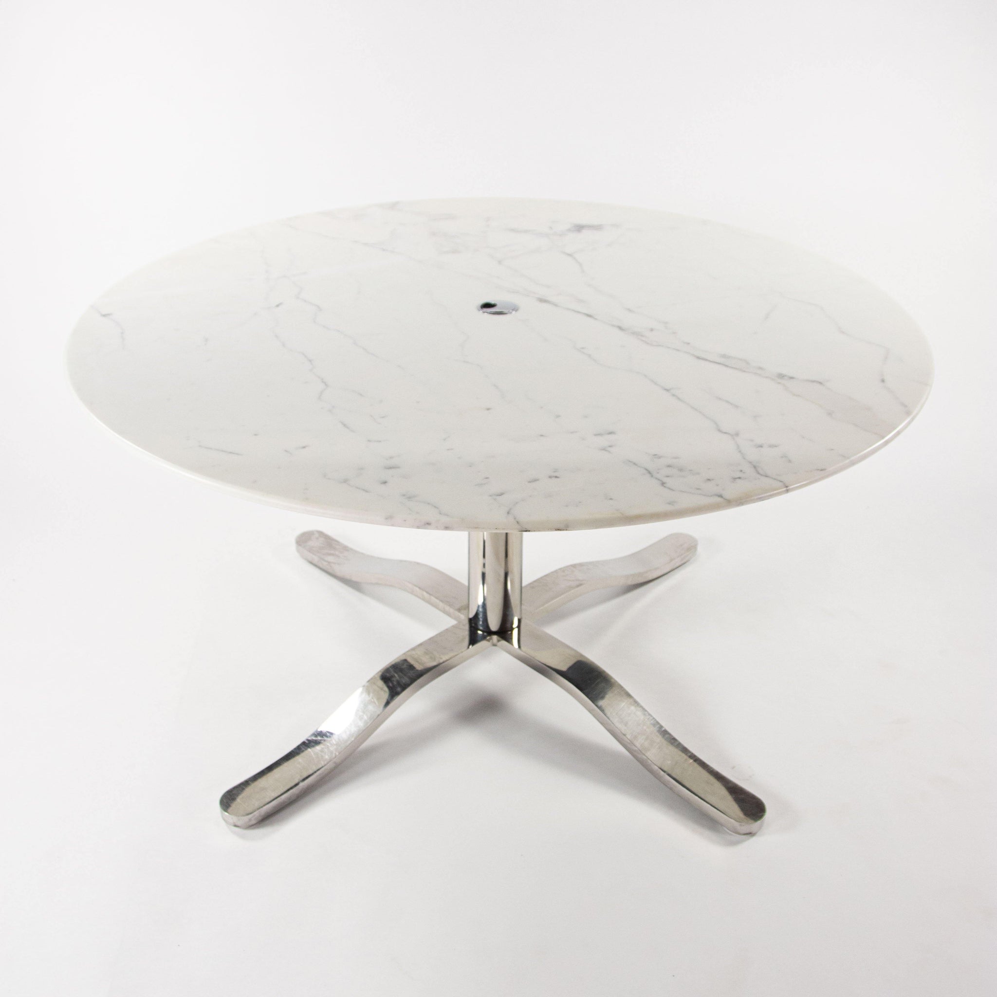 Nicos Zographos White Marble Stainless Alpha Dining Conference Table - Rarify Inc.
