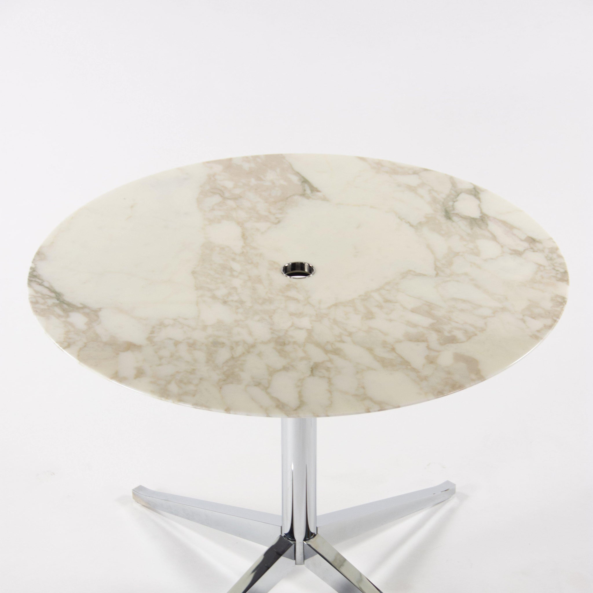Florence Knoll Round Calacatta Gold Marble Cafe Side Office Meeting Table - Rarify Inc.