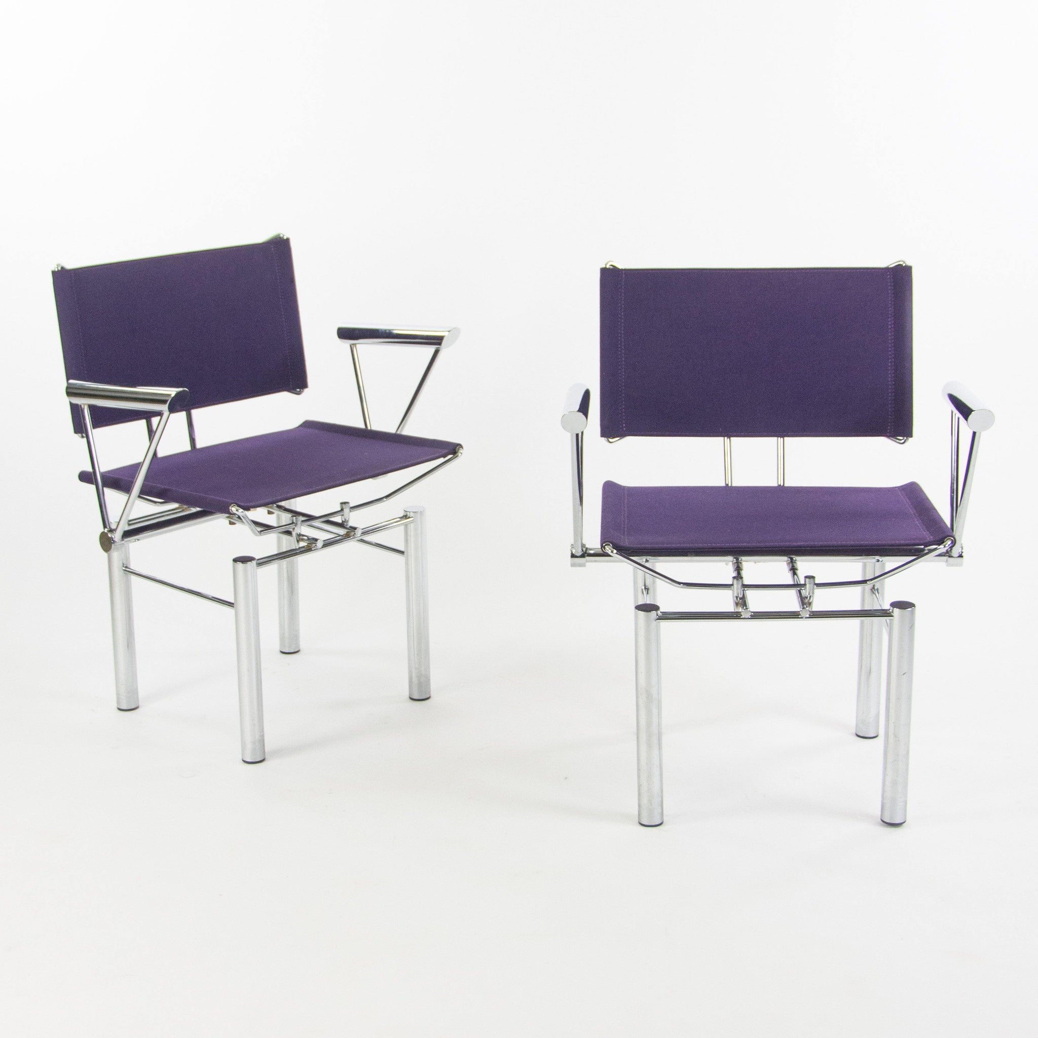 1980s Hans Ullrich Bitsch for KuschandCo Dining Side Chairs Purple Fabric Pair - Rarify Inc.
