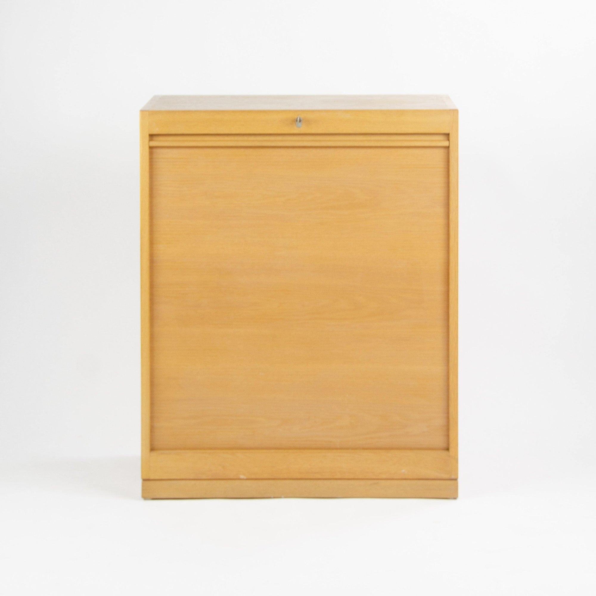 1970s Hans Wegner Johannes Hansen Denmark Tambour Oak Cabinet Storage System - Rarify Inc.