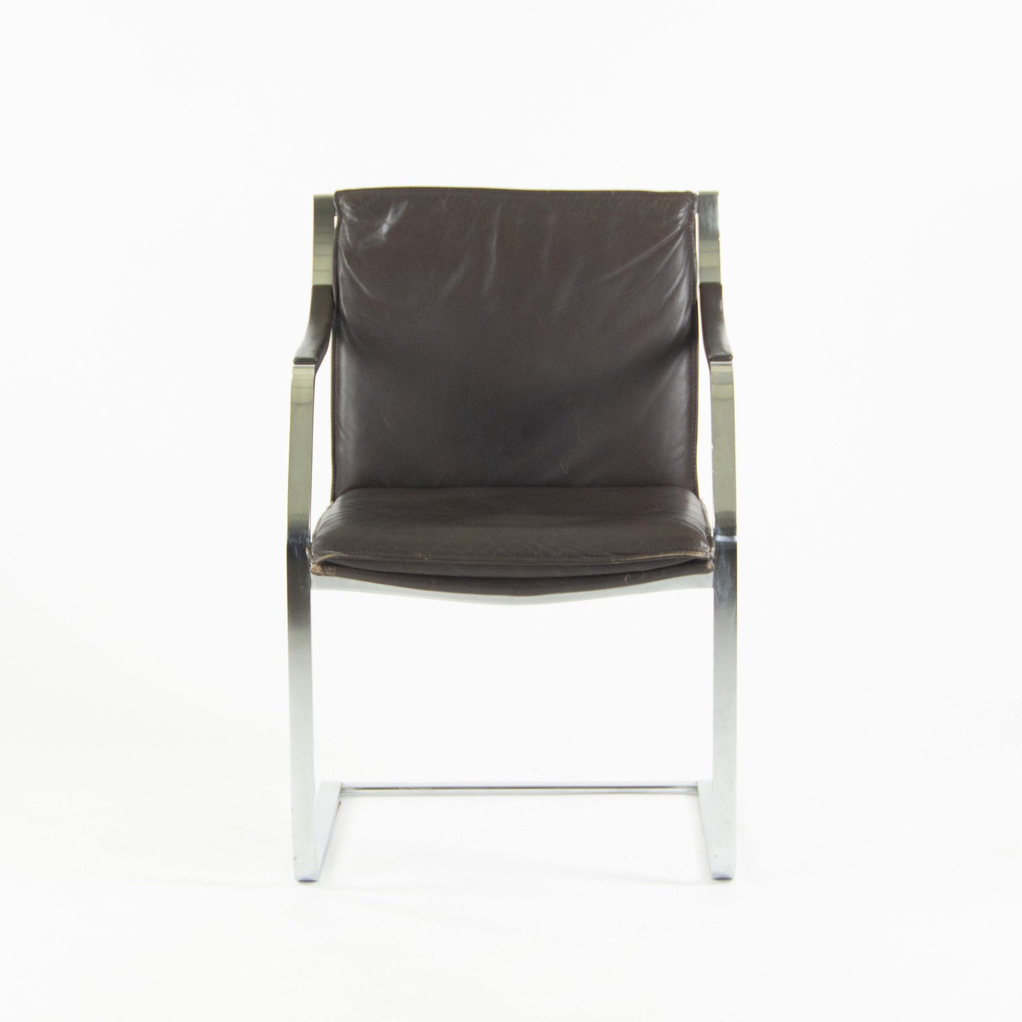 Rudolf B. Glatzel Vintage Walter Knoll Art Collection Leather and Stainless Chair - Rarify Inc.