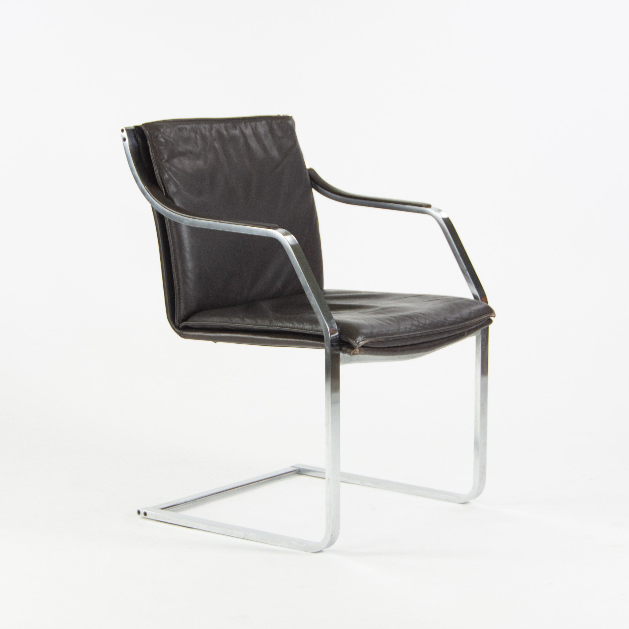 Rudolf B. Glatzel Vintage Walter Knoll Art Collection Leather and Stainless Chair - Rarify Inc.