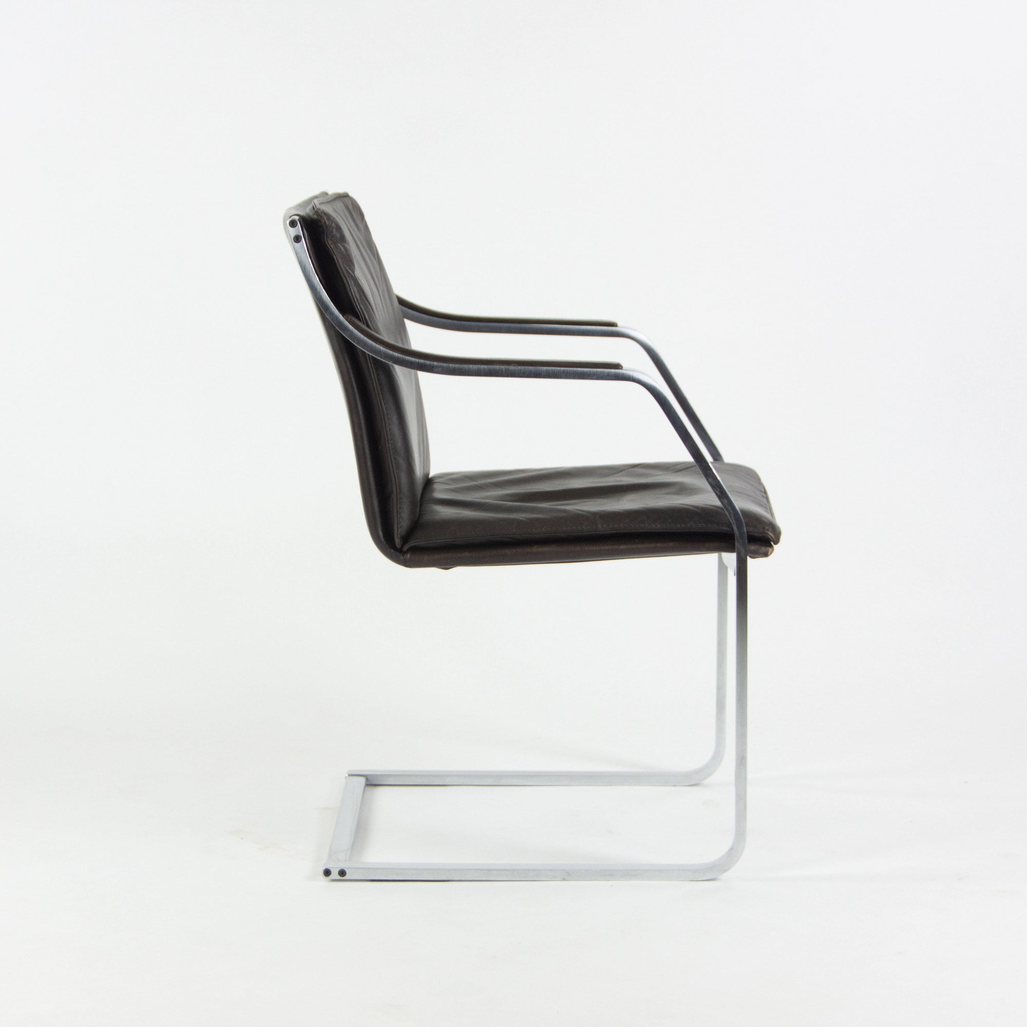 Rudolf B. Glatzel Vintage Walter Knoll Art Collection Leather and Stainless Chair - Rarify Inc.