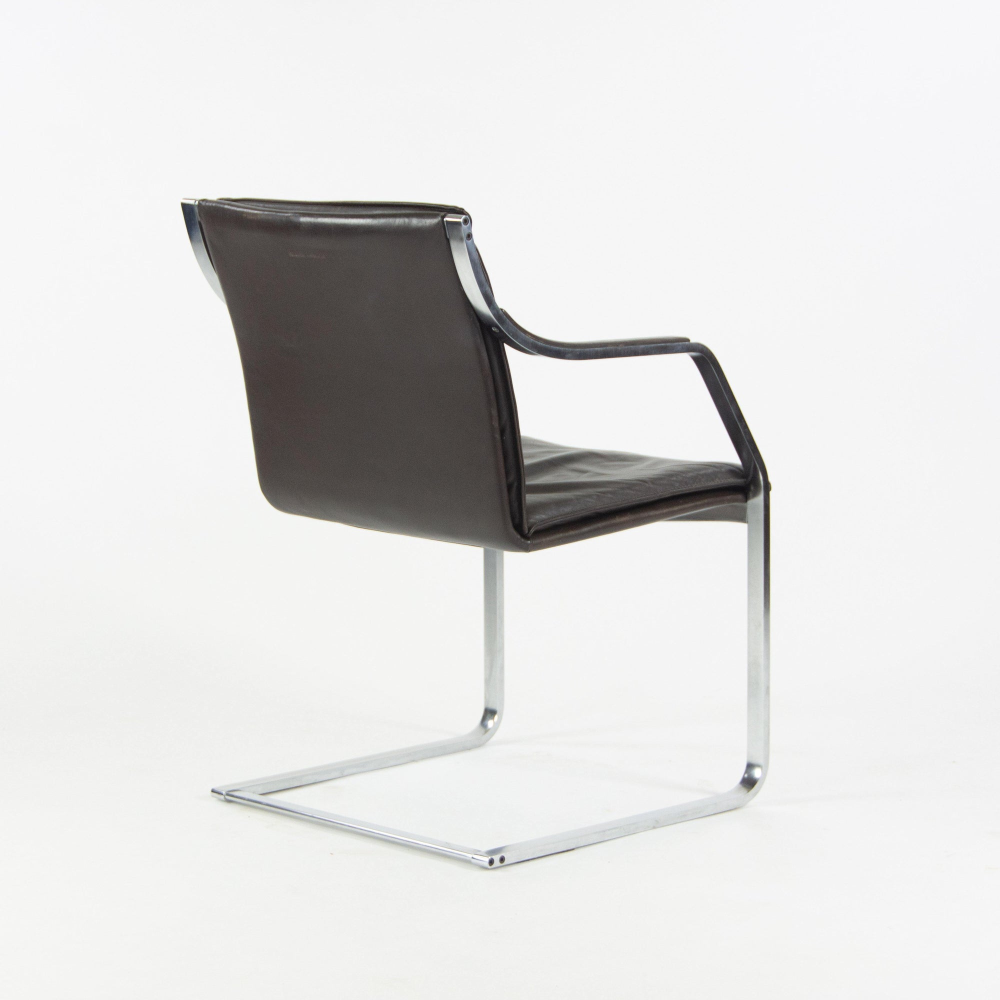 Rudolf B. Glatzel Vintage Walter Knoll Art Collection Leather and Stainless Chair - Rarify Inc.