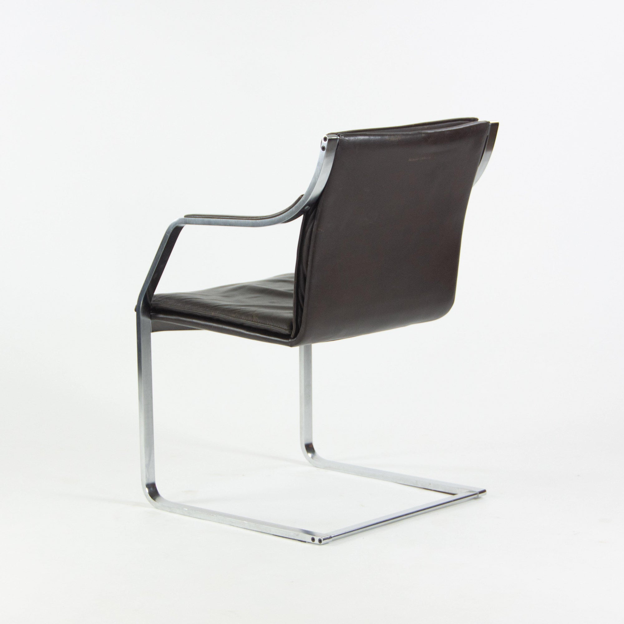 Rudolf B. Glatzel Vintage Walter Knoll Art Collection Leather and Stainless Chair - Rarify Inc.