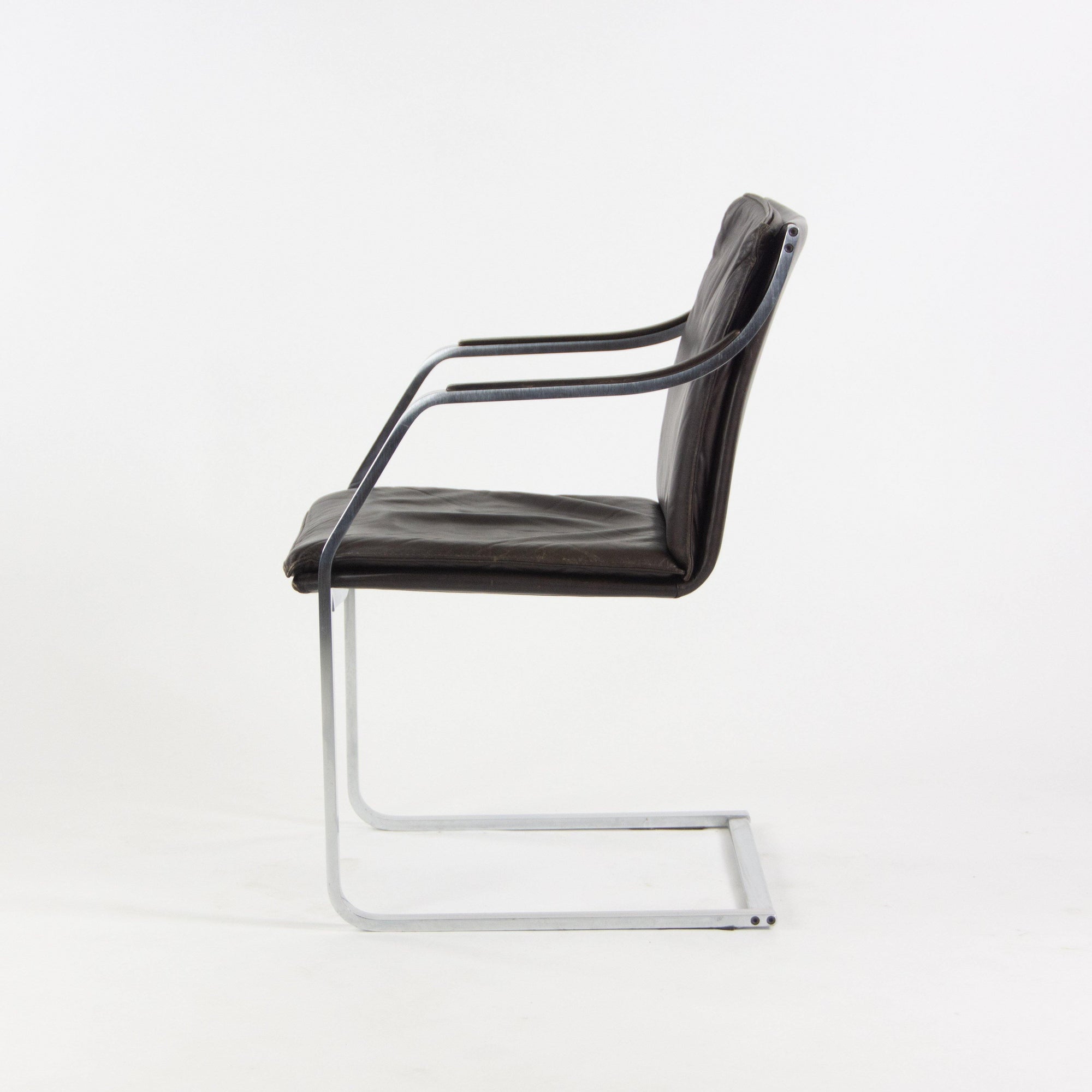 Rudolf B. Glatzel Vintage Walter Knoll Art Collection Leather and Stainless Chair - Rarify Inc.