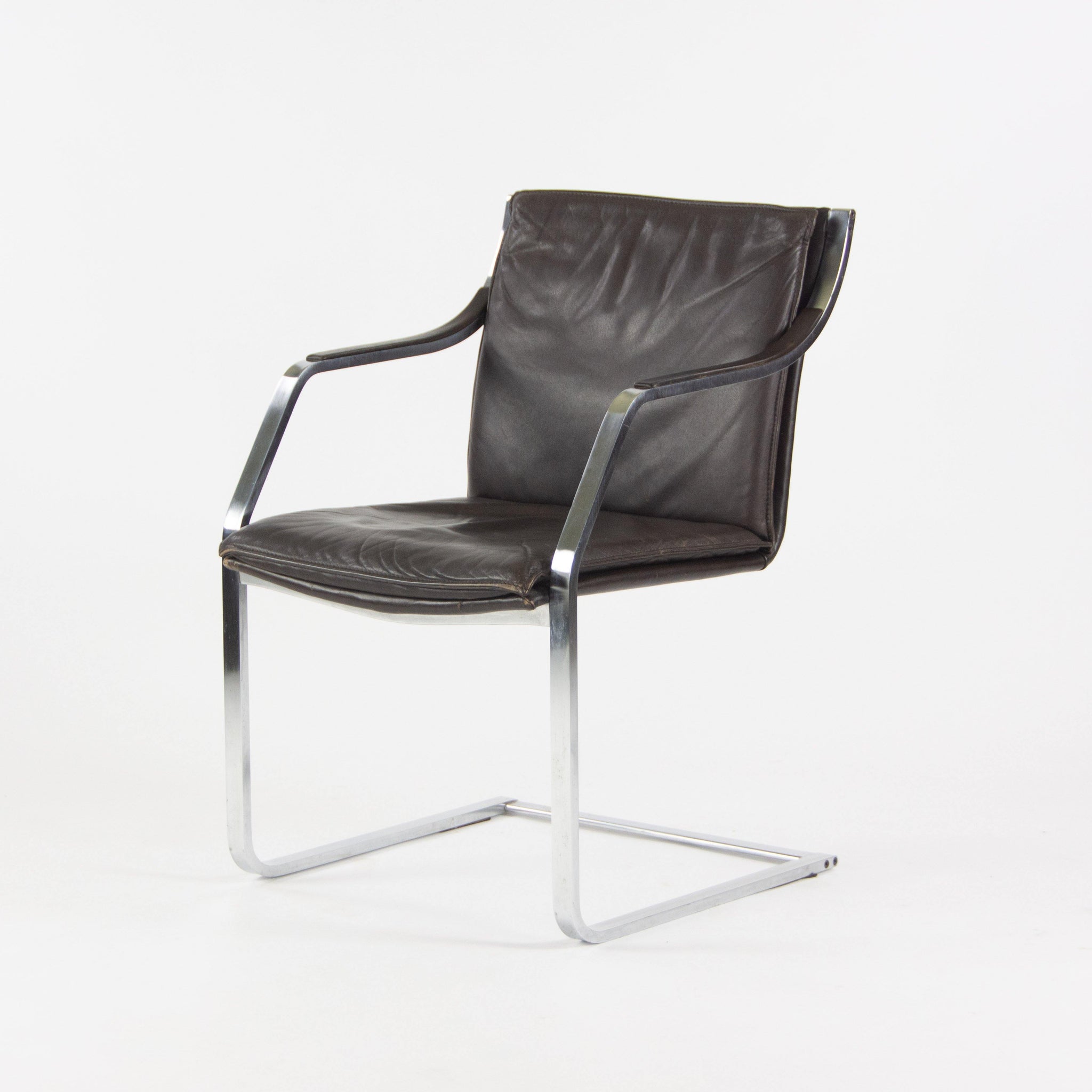 Rudolf B. Glatzel Vintage Walter Knoll Art Collection Leather and Stainless Chair - Rarify Inc.