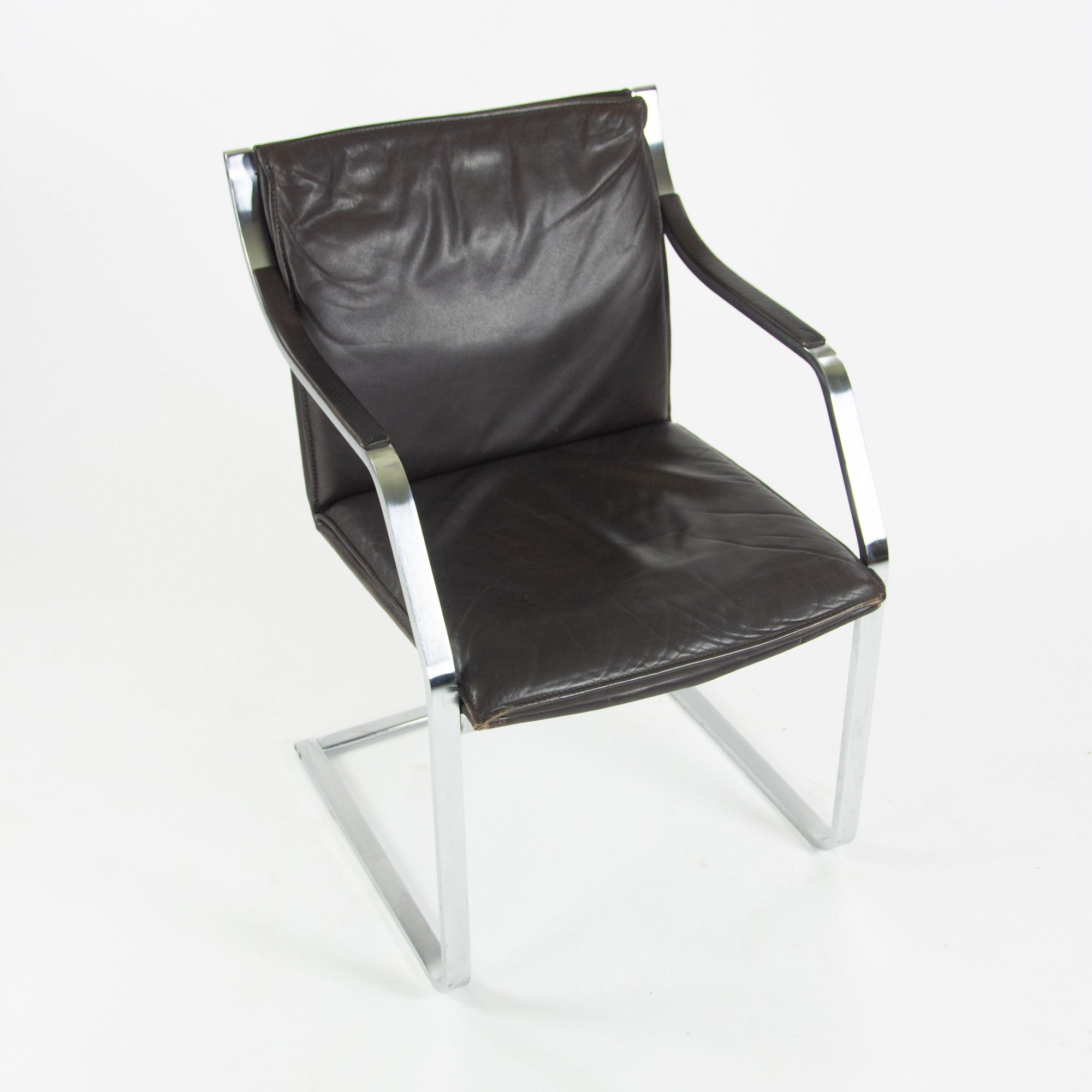 Rudolf B. Glatzel Vintage Walter Knoll Art Collection Leather and Stainless Chair - Rarify Inc.