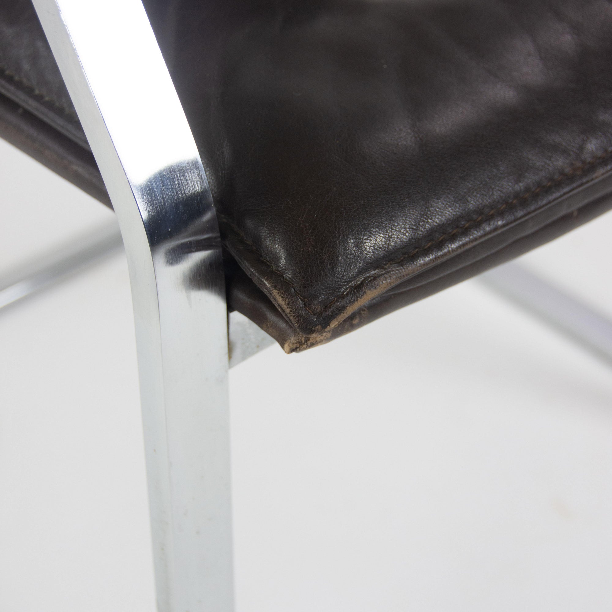 Rudolf B. Glatzel Vintage Walter Knoll Art Collection Leather and Stainless Chair - Rarify Inc.