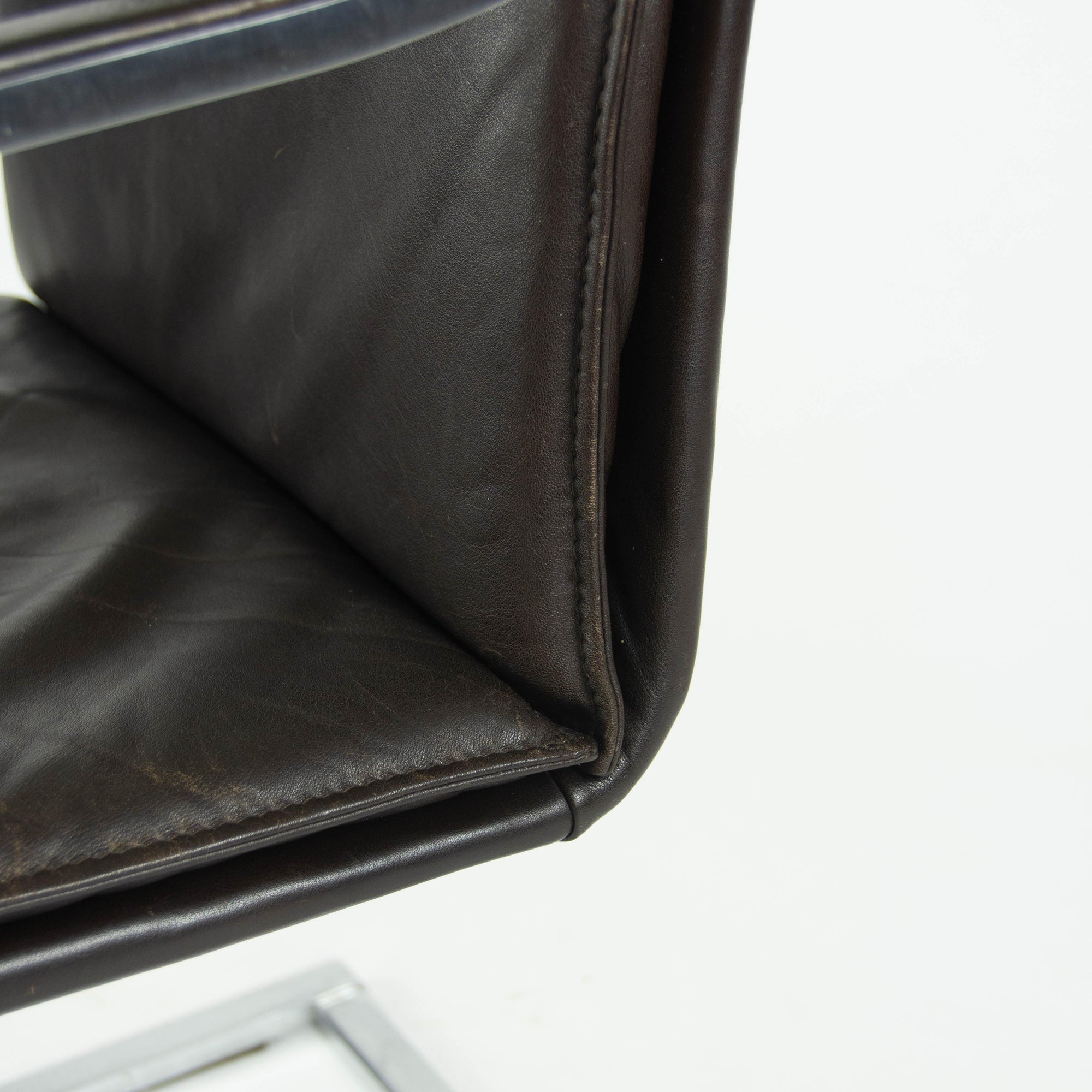 Rudolf B. Glatzel Vintage Walter Knoll Art Collection Leather and Stainless Chair - Rarify Inc.