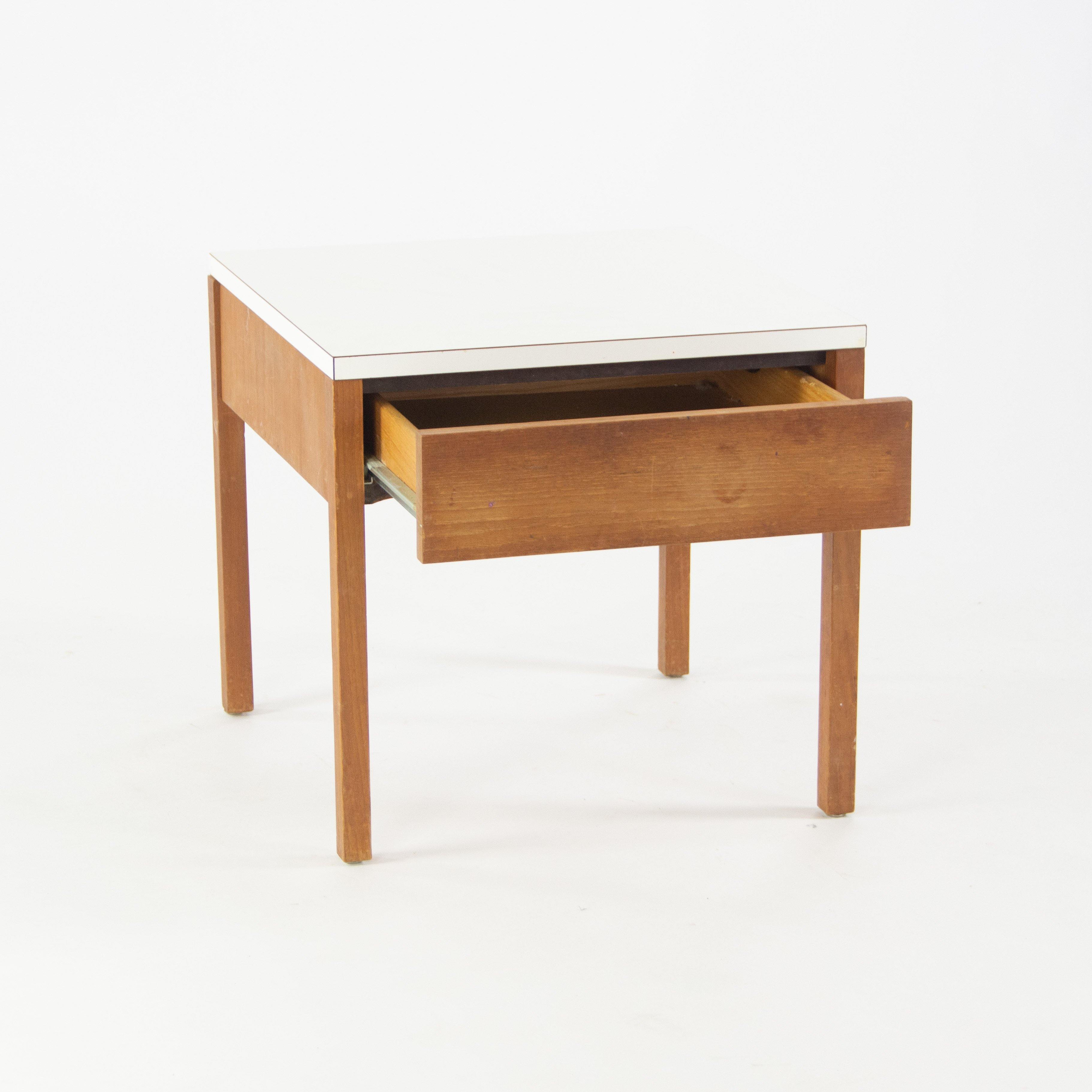 1950s Original Vintage Florence Knoll Bedside End Side Table Walnut and Laminate - Rarify Inc.