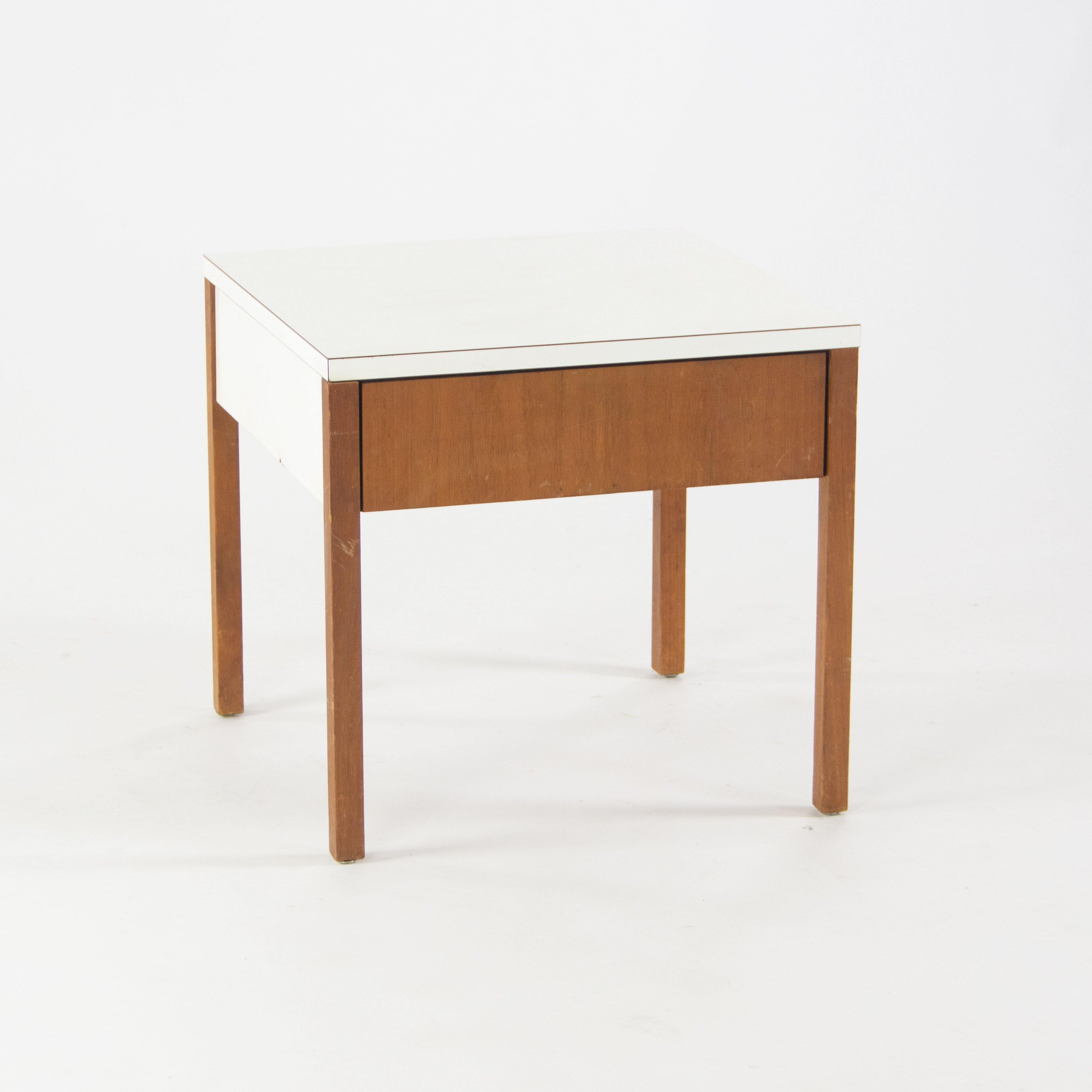 1950s Original Vintage Florence Knoll Bedside End Side Table Walnut and Laminate - Rarify Inc.