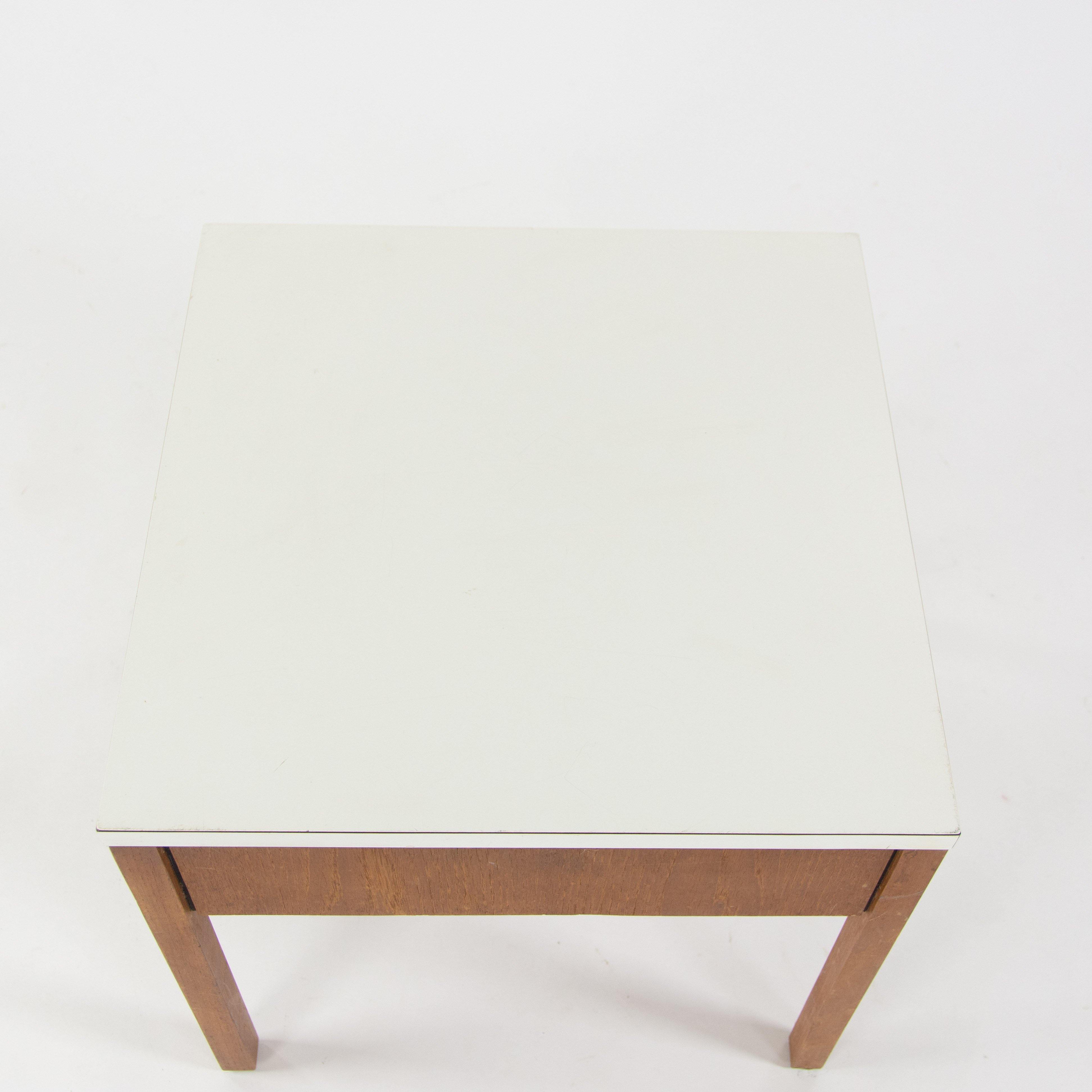 1950s Original Vintage Florence Knoll Bedside End Side Table Walnut and Laminate - Rarify Inc.