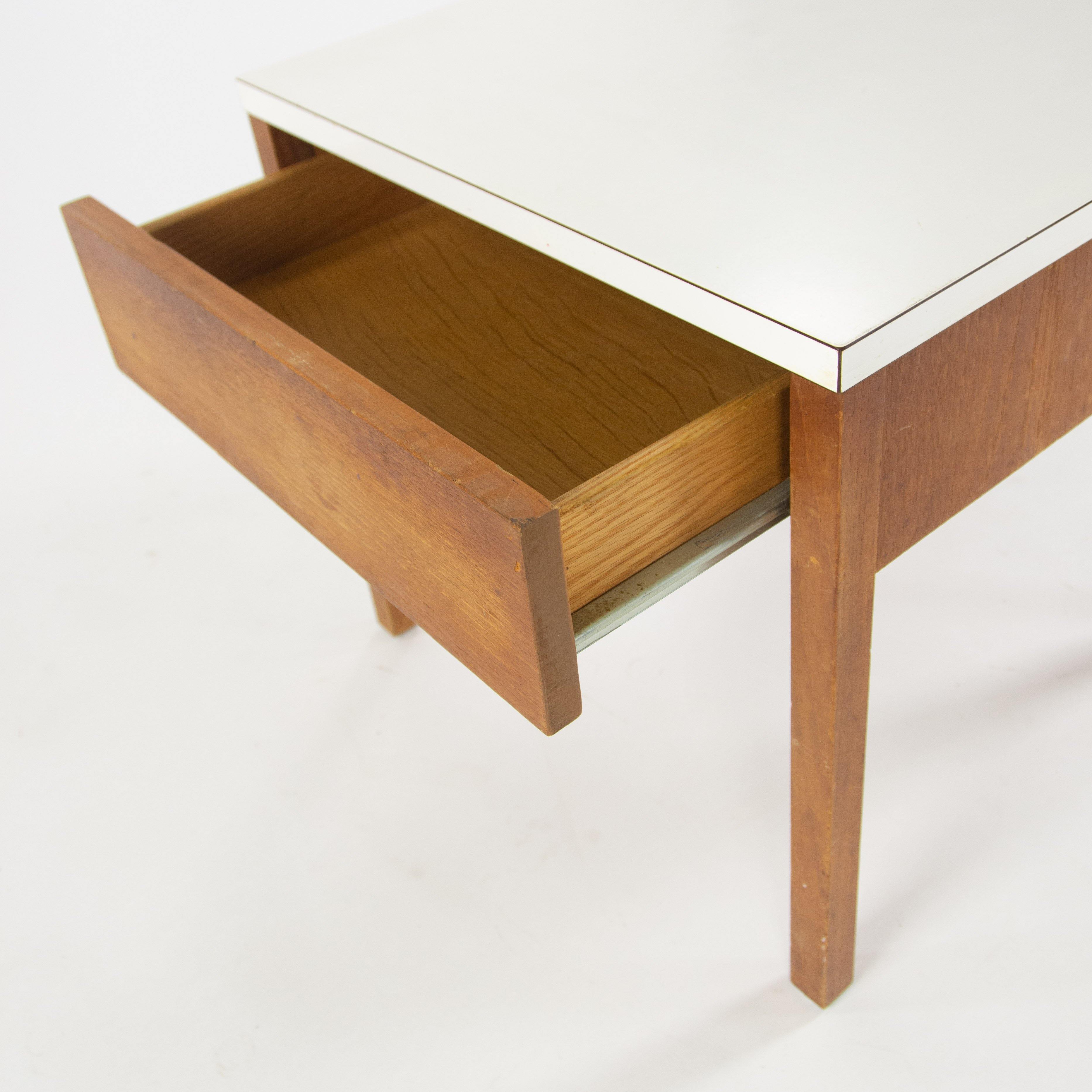 1950s Original Vintage Florence Knoll Bedside End Side Table Walnut and Laminate - Rarify Inc.